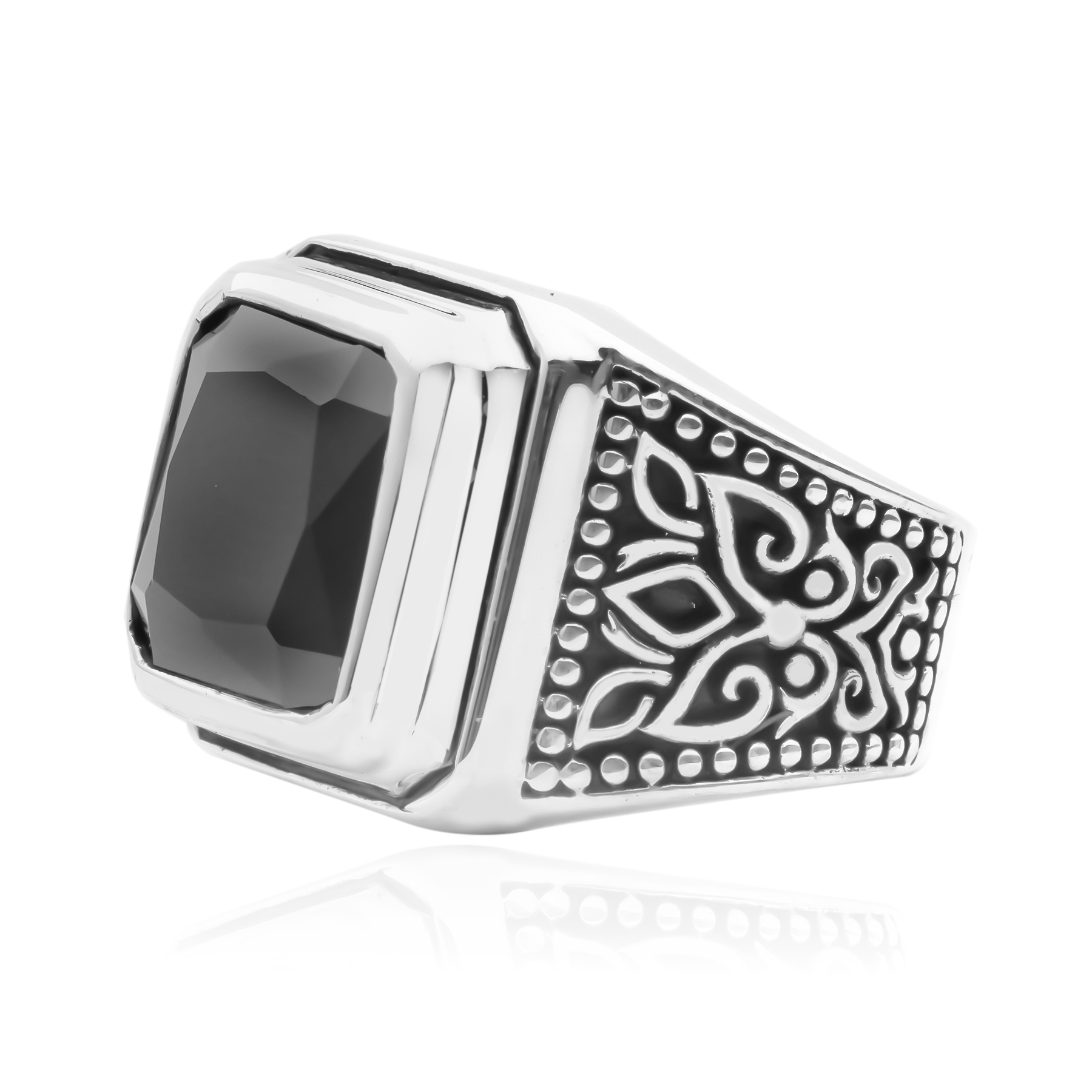 Silver Ring with Square Onyx - Image 2