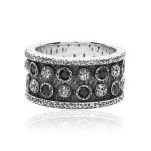 Rustic Silver Ring with Onyx - 925 Silver