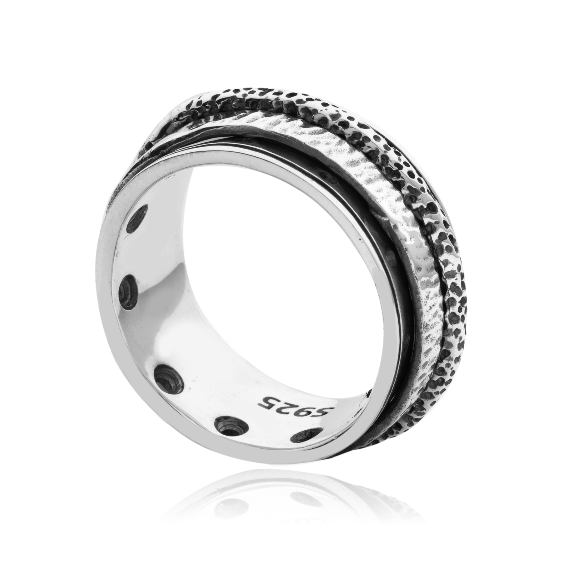 Hammered Spinning Ring - 925 Silver - Image 2