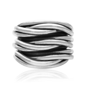 Women's intertwined silver ring