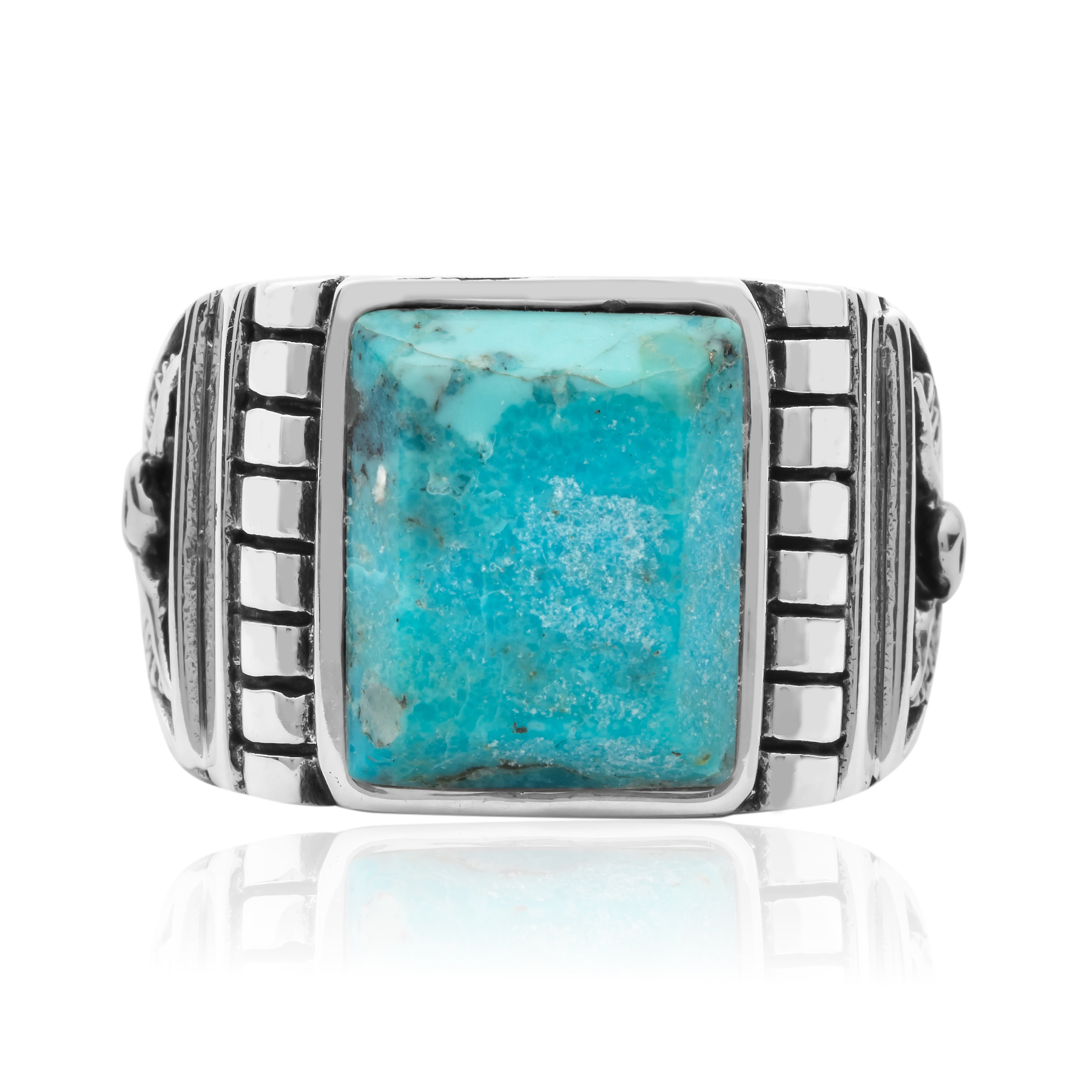 Turquoise men's silver ring