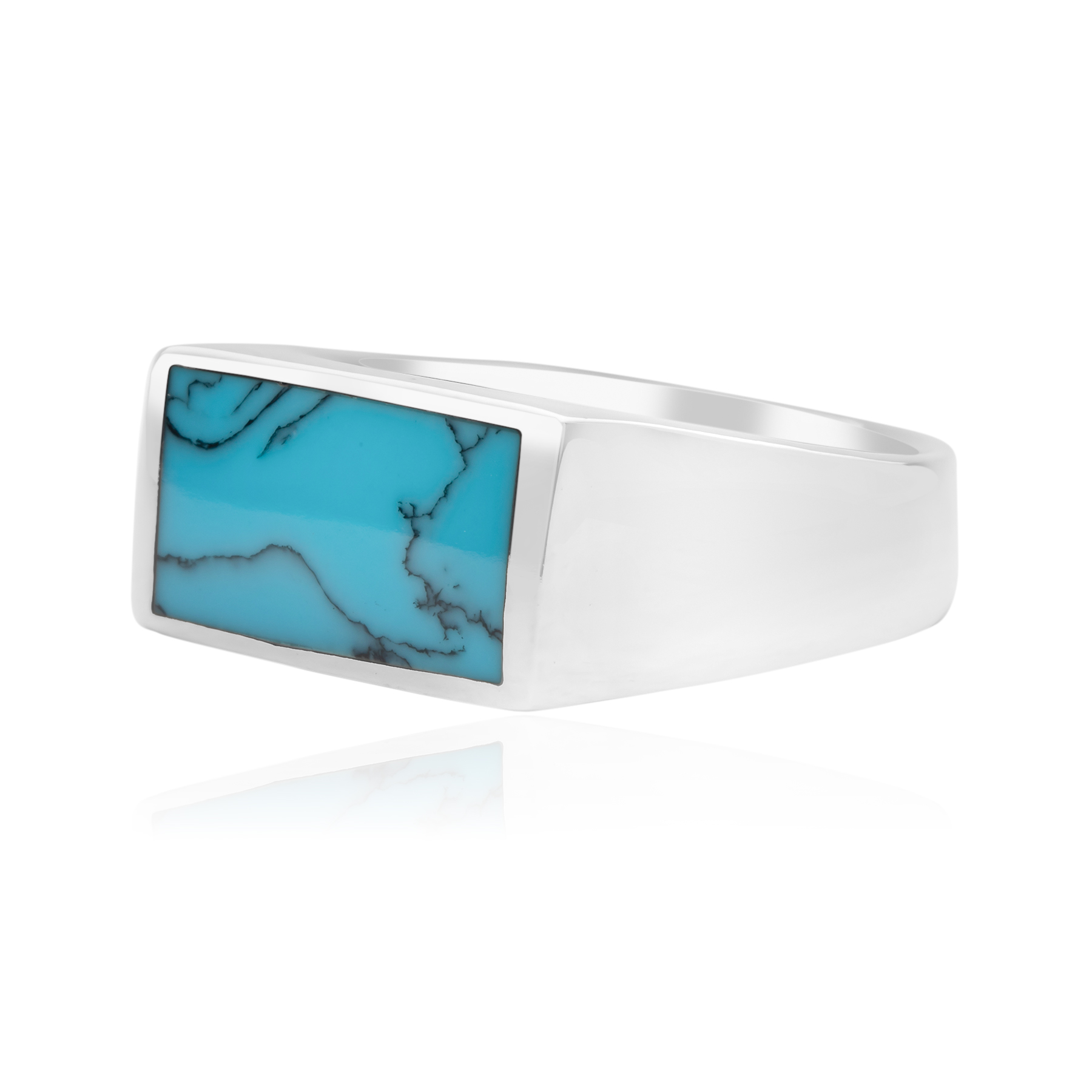 Signet ring in silver with turquoise stone - Image 2