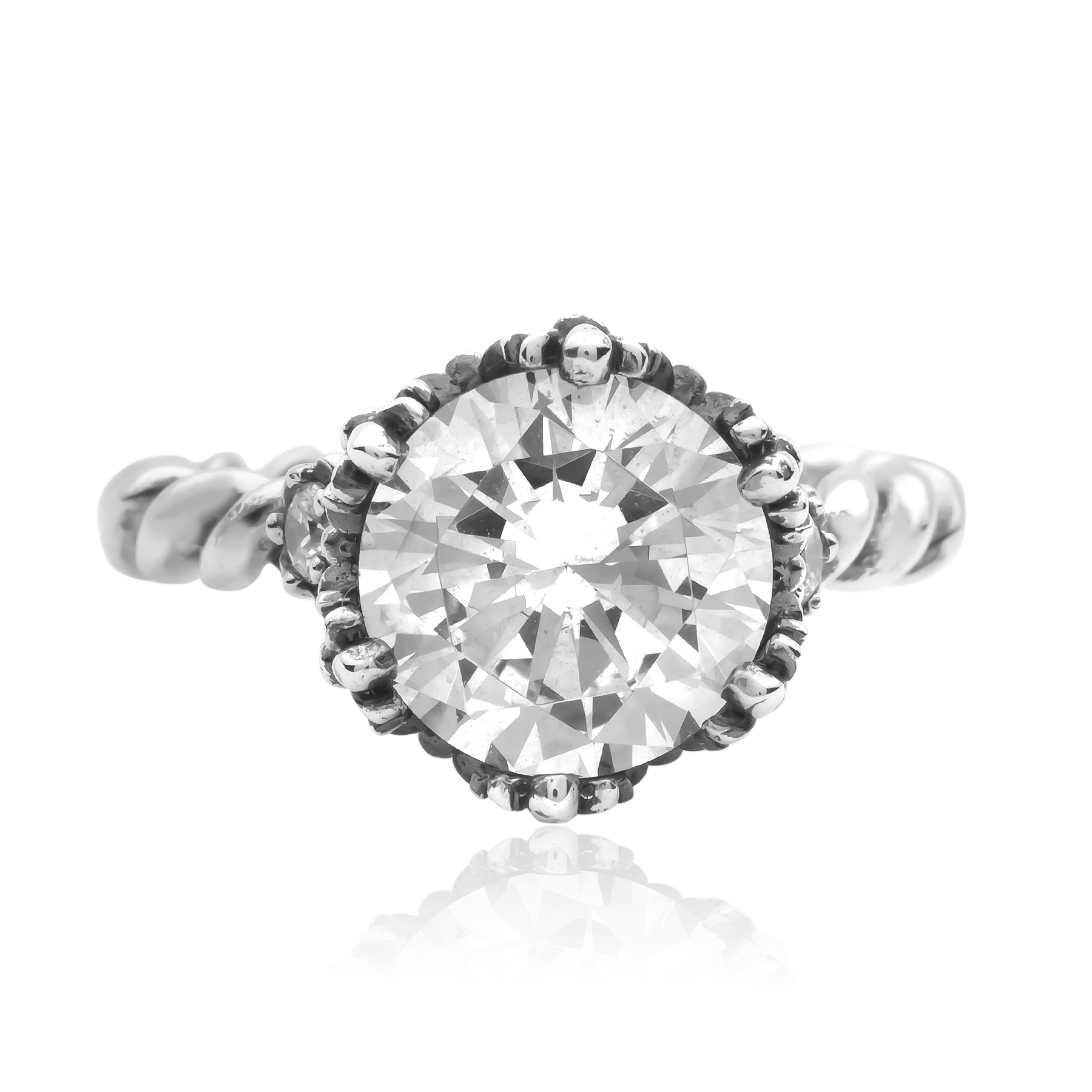 Silver Crown Ring with Zirconia