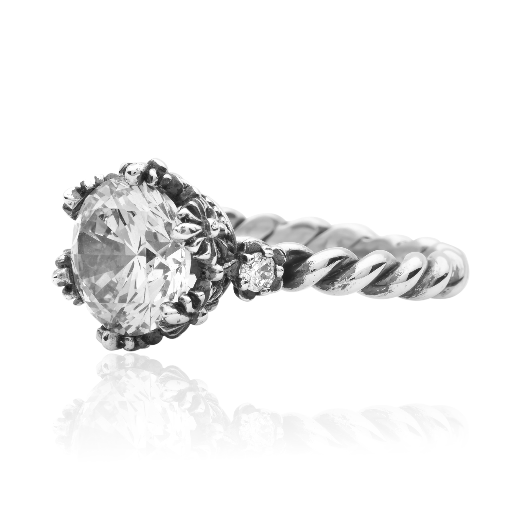 Silver Crown Ring with Zirconia - Image 2