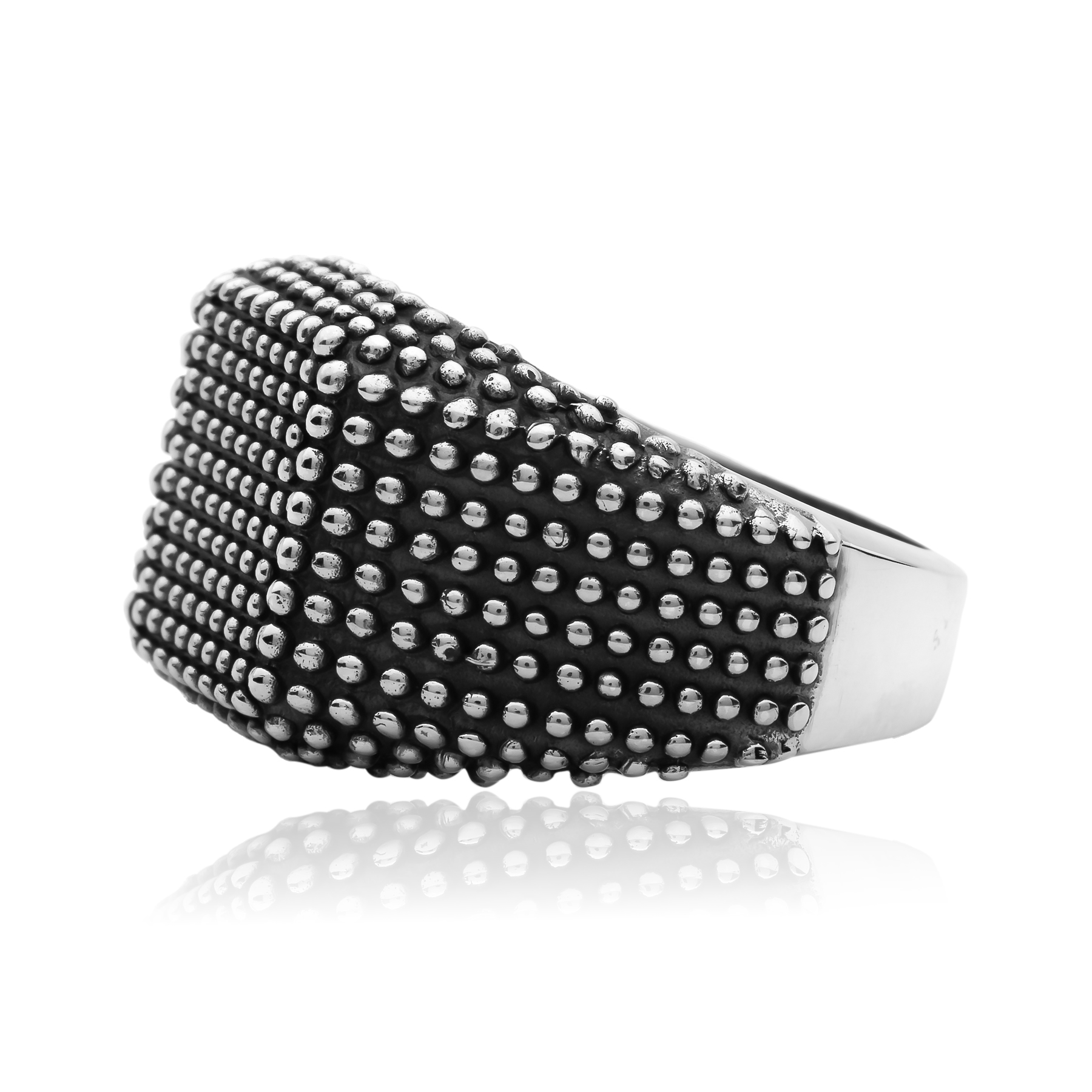 Silver Textured Signet Ring - Image 2