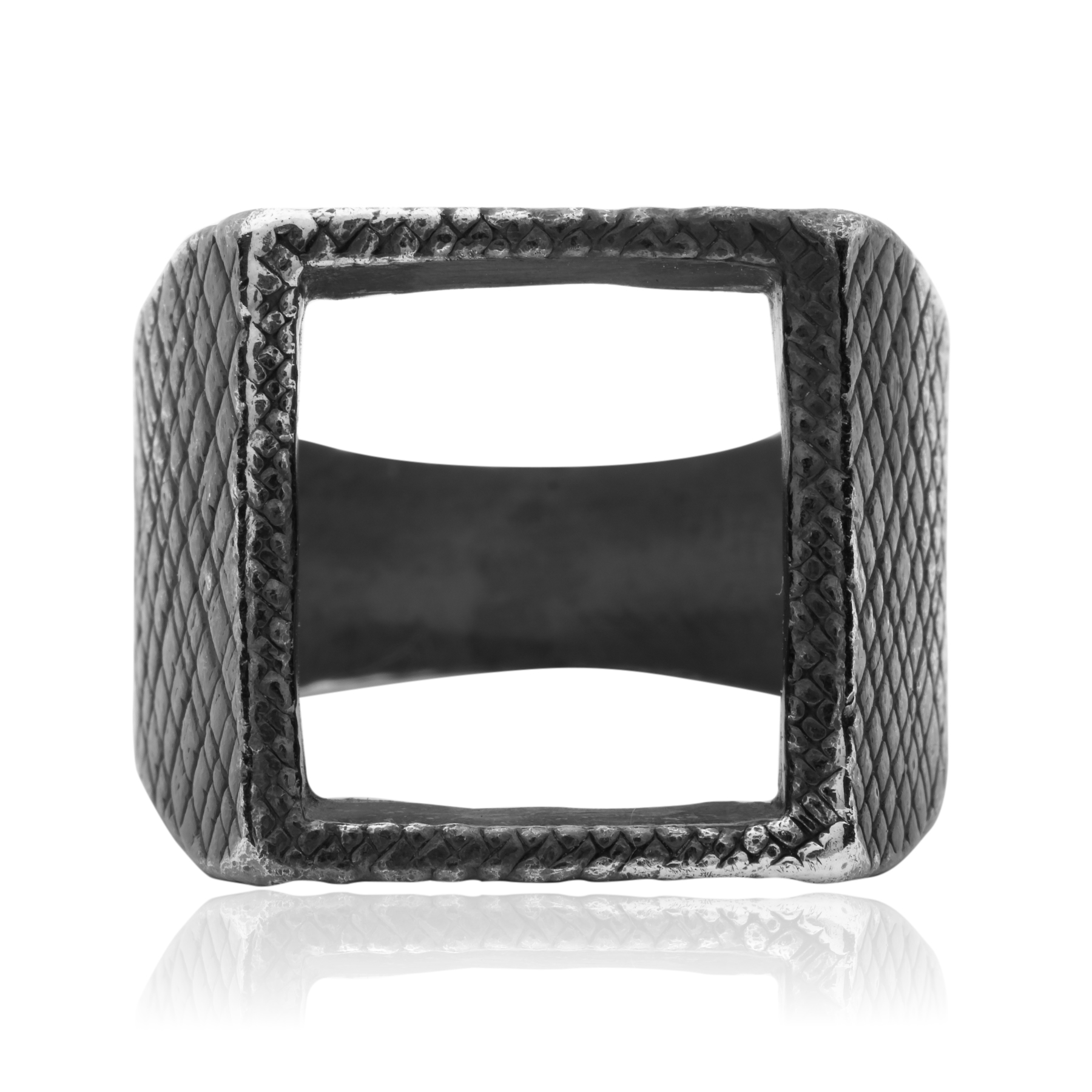 Oxidized Silver Square Ring