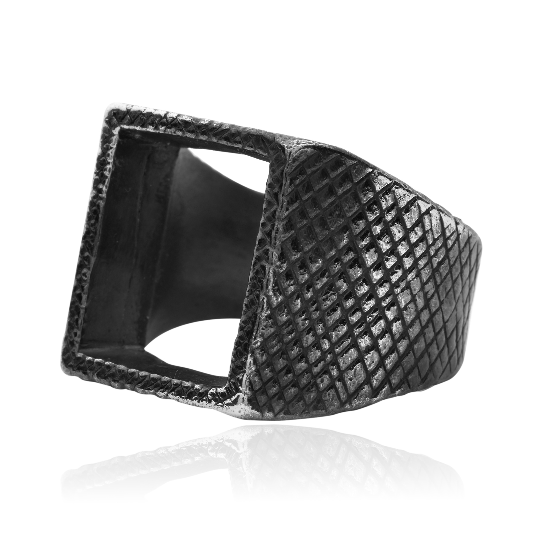 Oxidized Silver Square Ring - Image 2