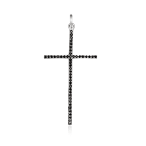 Cross Pendant with Onyx – 925 Silver