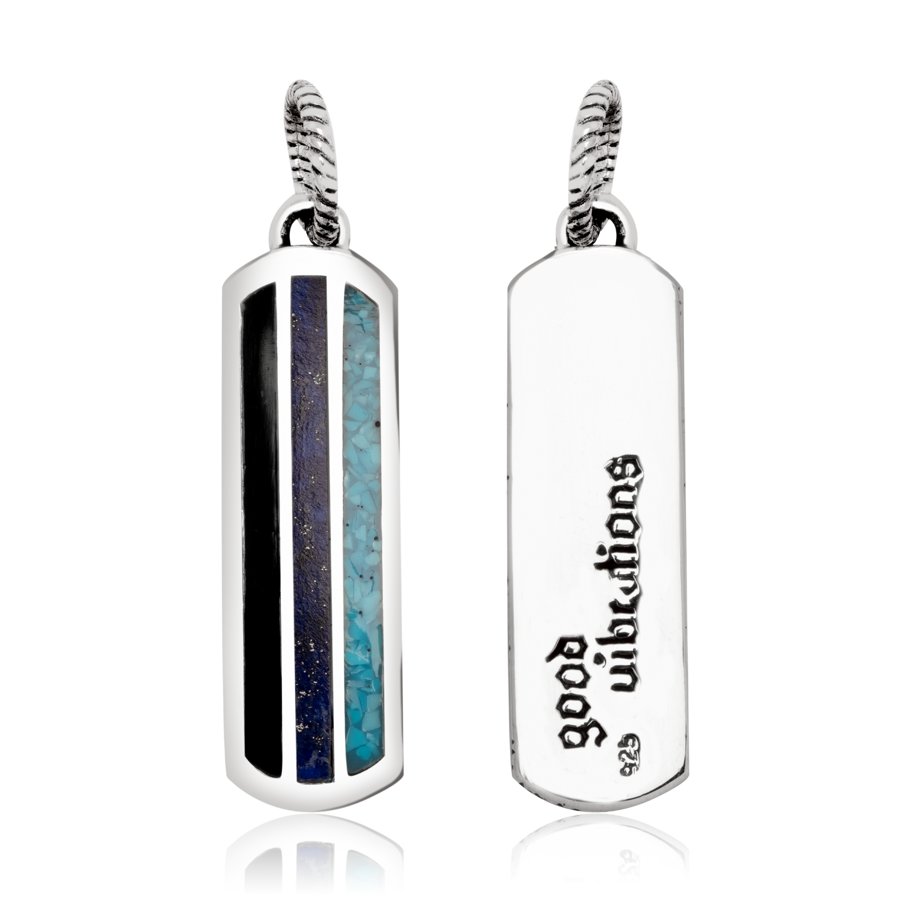“Good Vibrations” Rectangular Pendant in 925 Silver