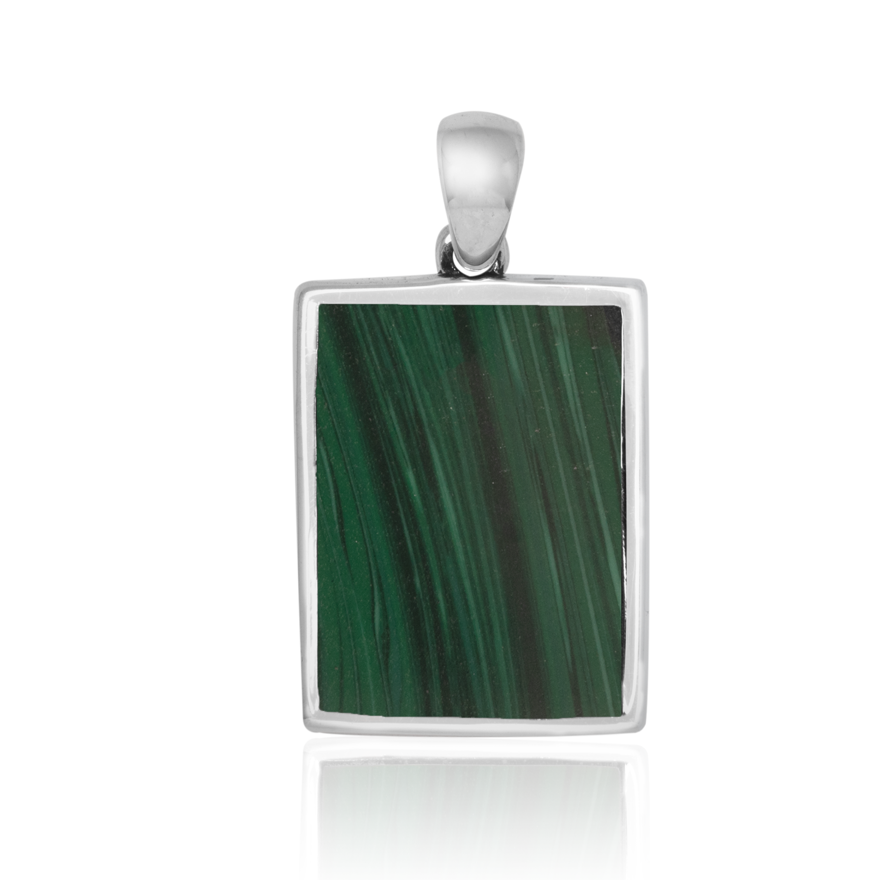 Rectangular Malachite Pendant – Silver 925