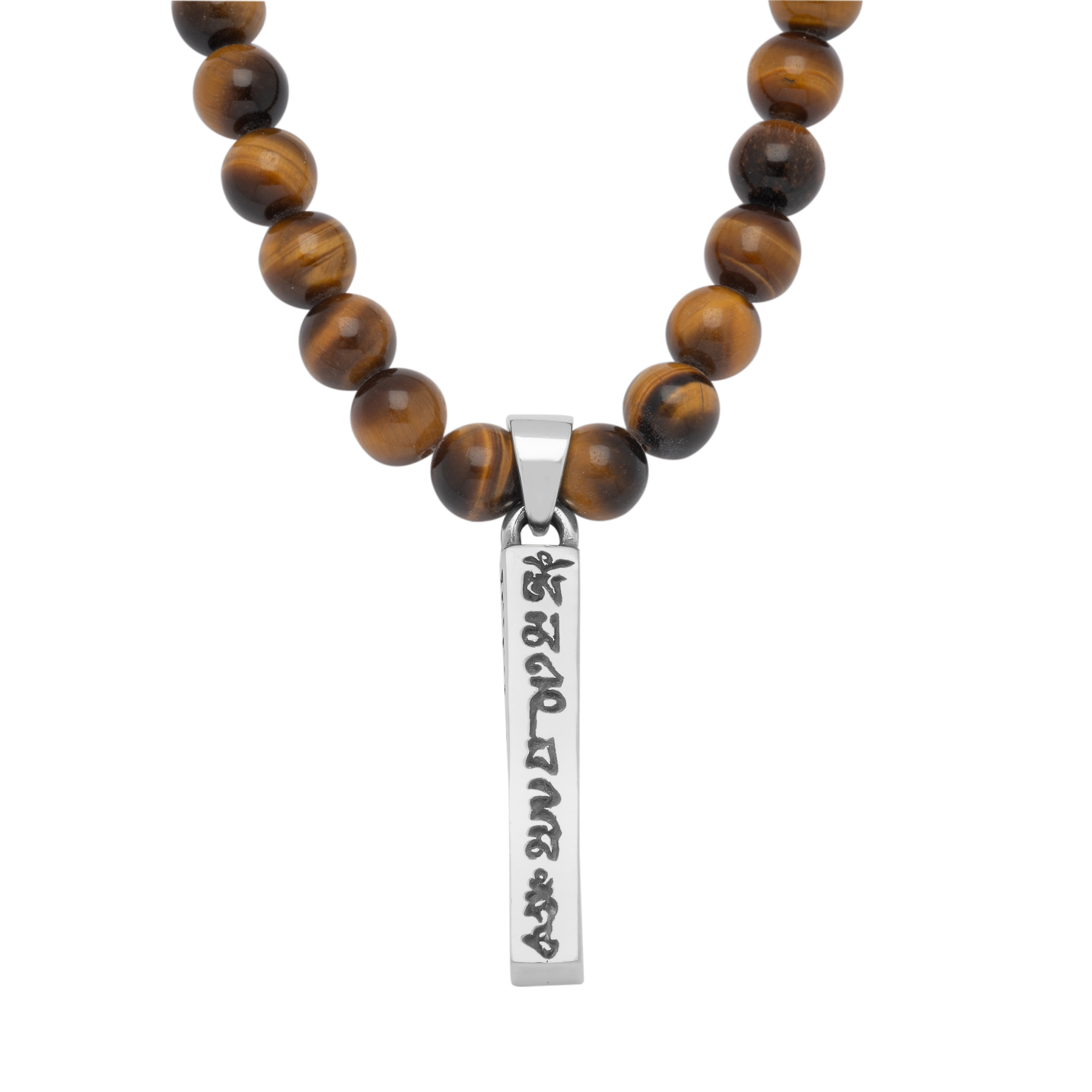 Tiger Eye Necklace with Tibetan Pendant - 925 Silver - Image 2