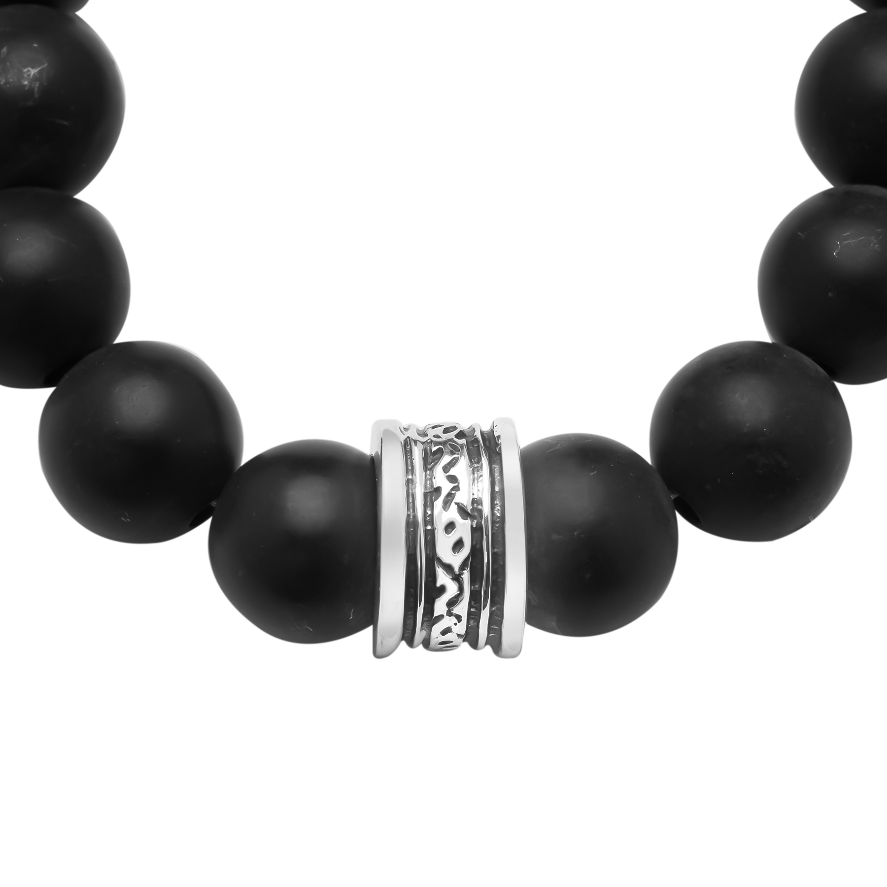 Matte Onyx Necklace with 925 Silver Accents - Image 2