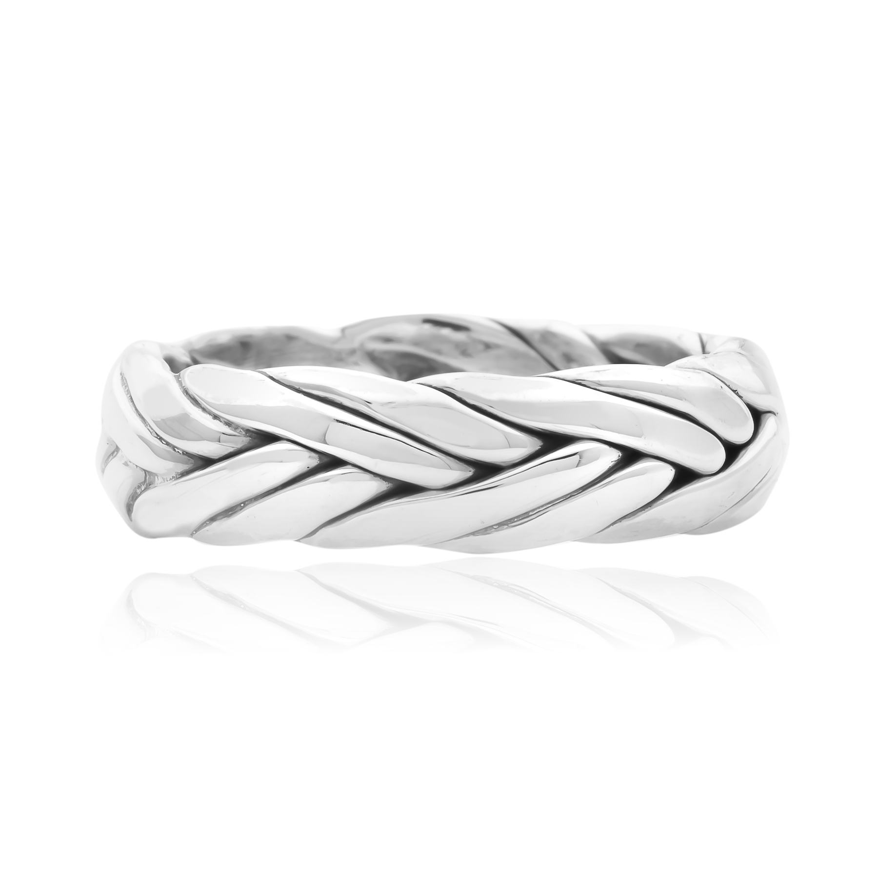Polished Braid Design Ring – 925 Sterling Silver