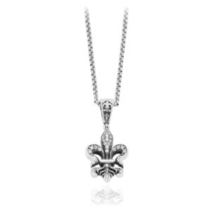 Detailed Fleur-de-Lis Pendant with Zirconias - Silver 925