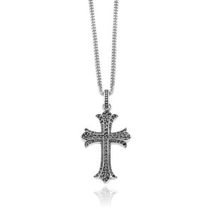 Curved Cross with Onyx – Silver 925