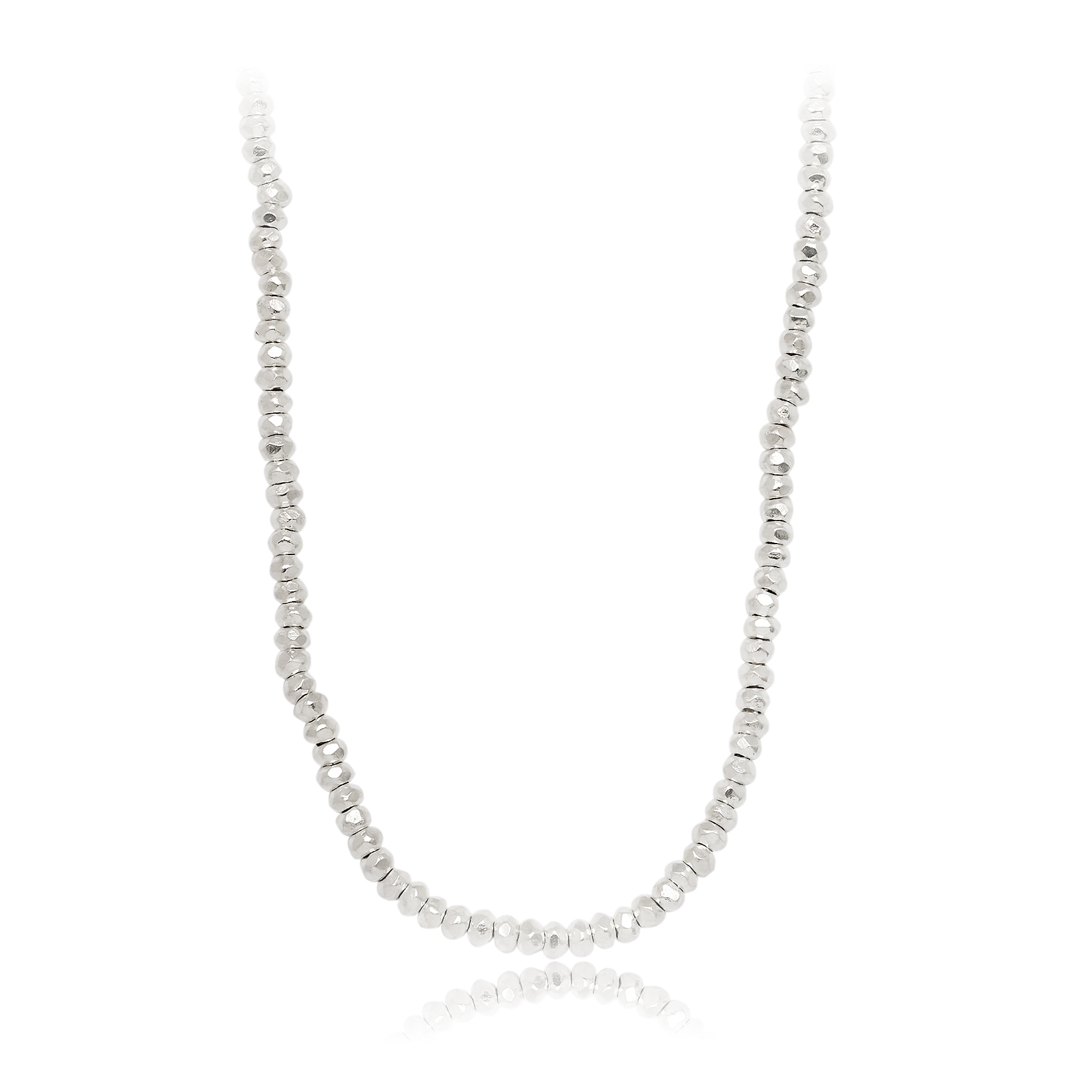 925 Silver Necklace with Faceted Beads