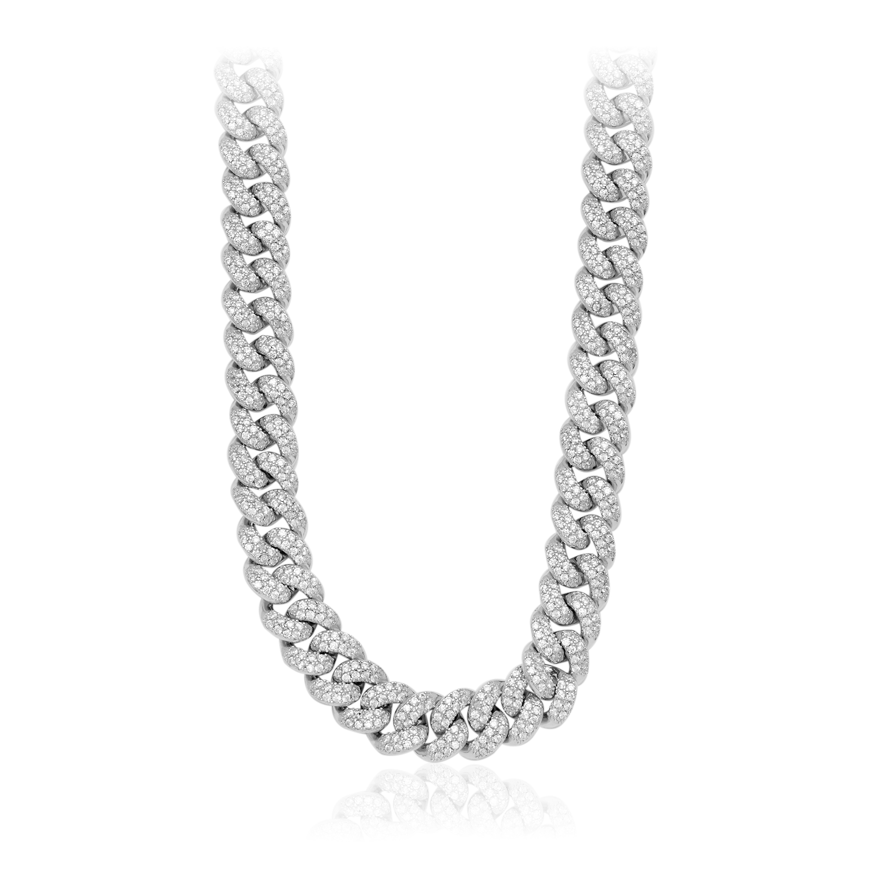 925 Silver Cuban Chain with White Zirconia