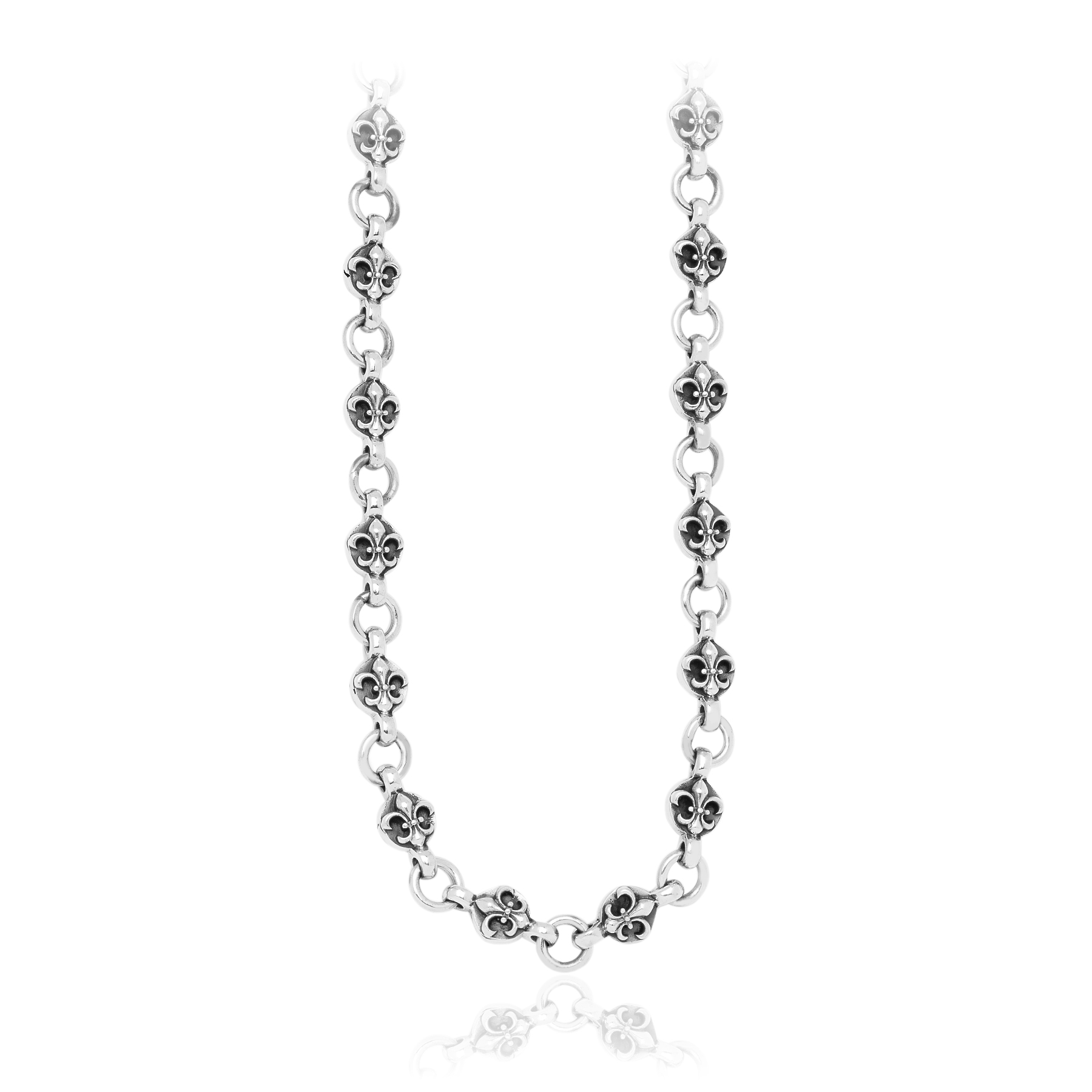 925 Sterling Silver Chain with Fleur-de-Lis Links