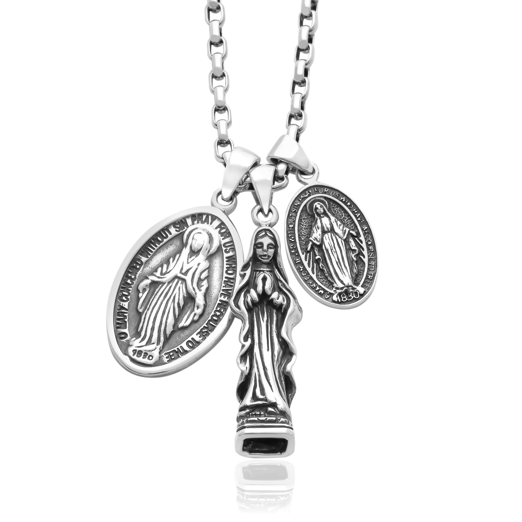 Triple Miraculous Virgin Pendant – 925 Silver