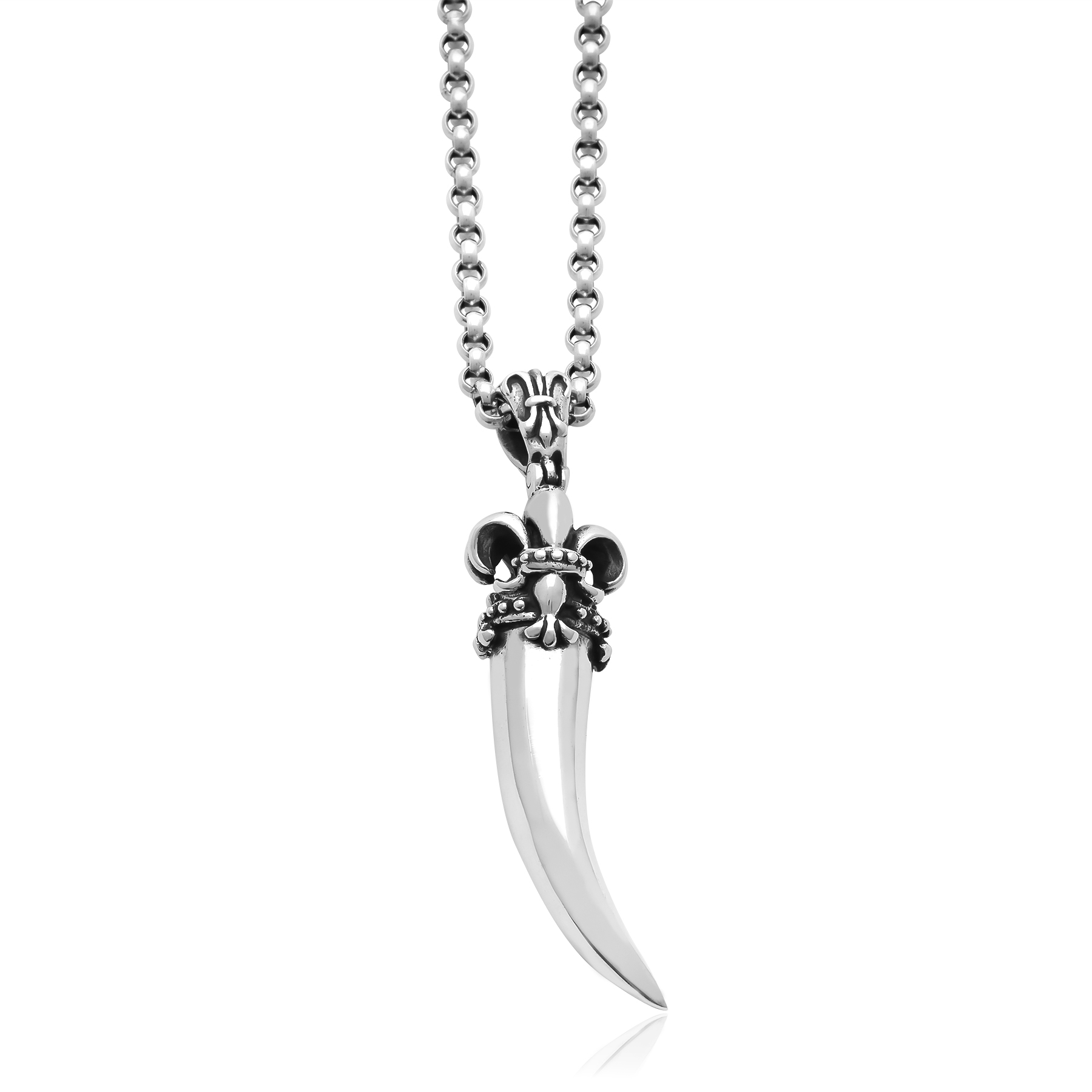 Fang Pendant with Fleur-de-Lis – 925 Silver