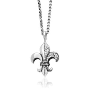 Fleur-de-Lis Pendant with Antiqued Details – 925 Silver (Chain Included)