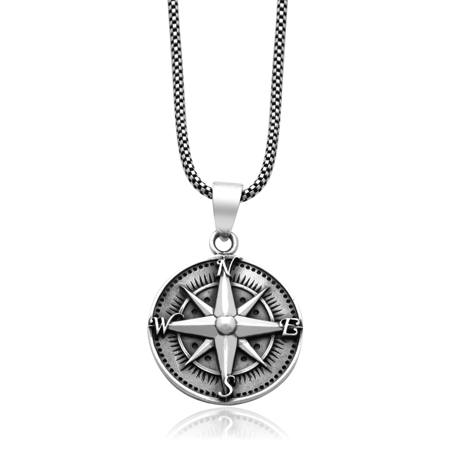 Compass Rose Pendant - 925 Silver