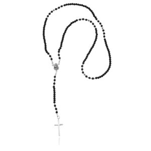 925 Silver Rosary with Onyx and Minimalist Cross