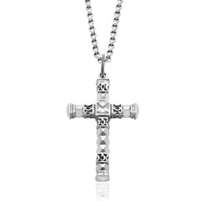 Geometric Cross Necklace with Cubic Zirconia - 925 Silver