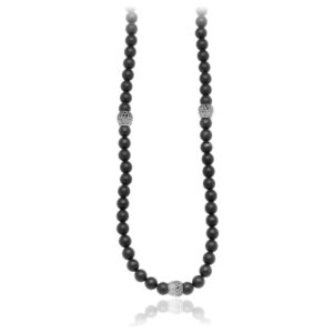 Matte Onyx Necklace - 925 Silver with Onyx Details