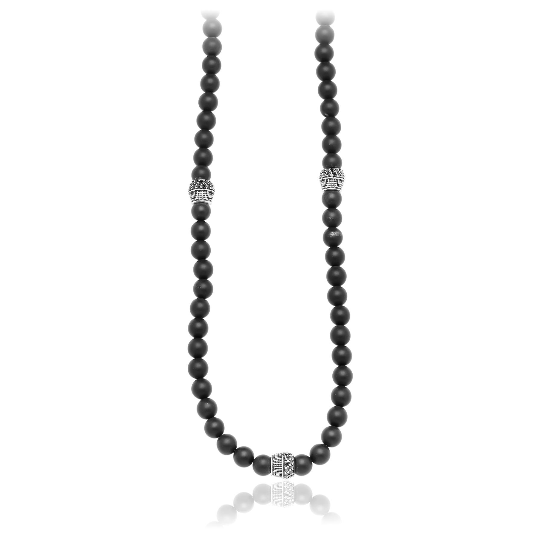 Matte Onyx Necklace - 925 Silver with Onyx Details