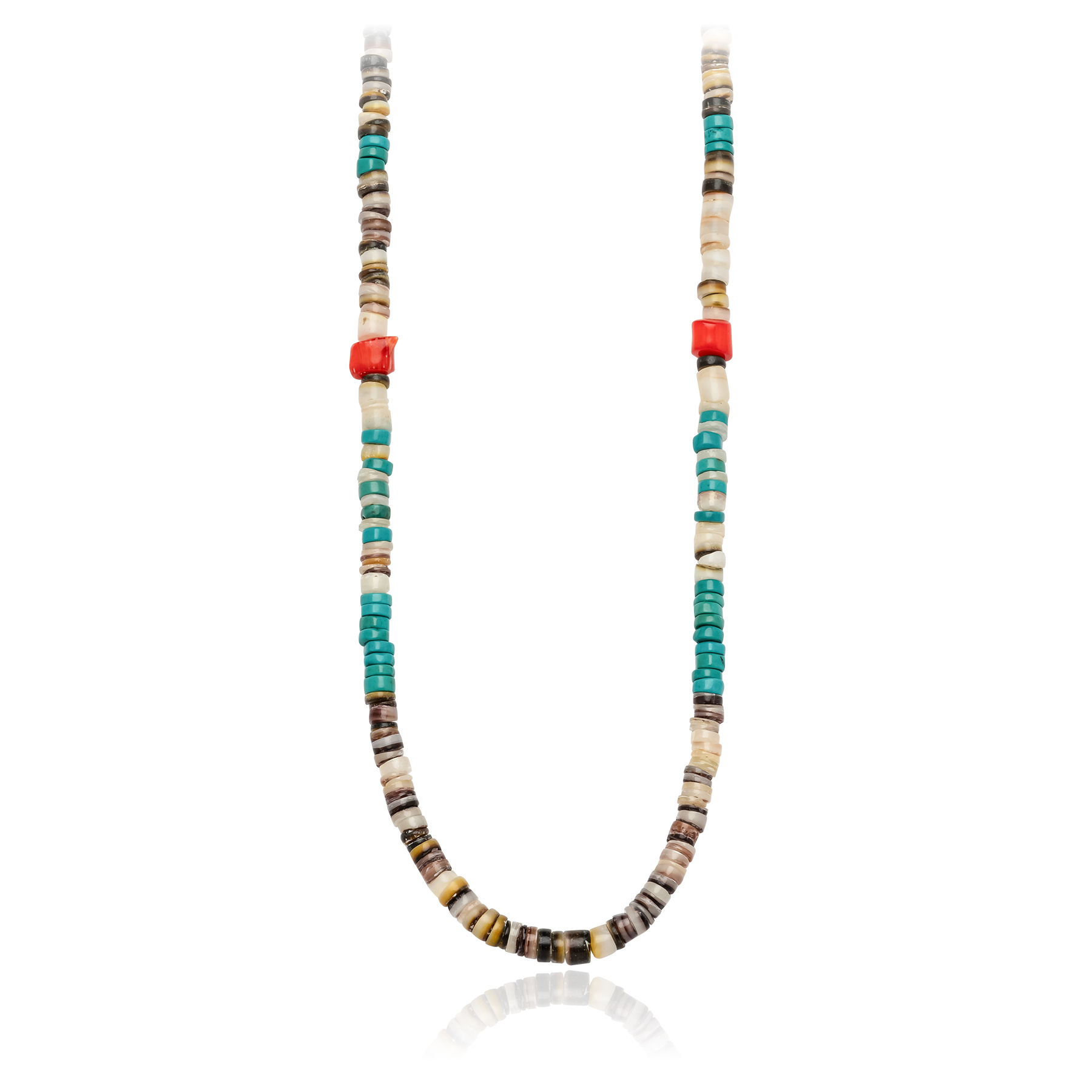 Natural Stone and Red Coral Necklace