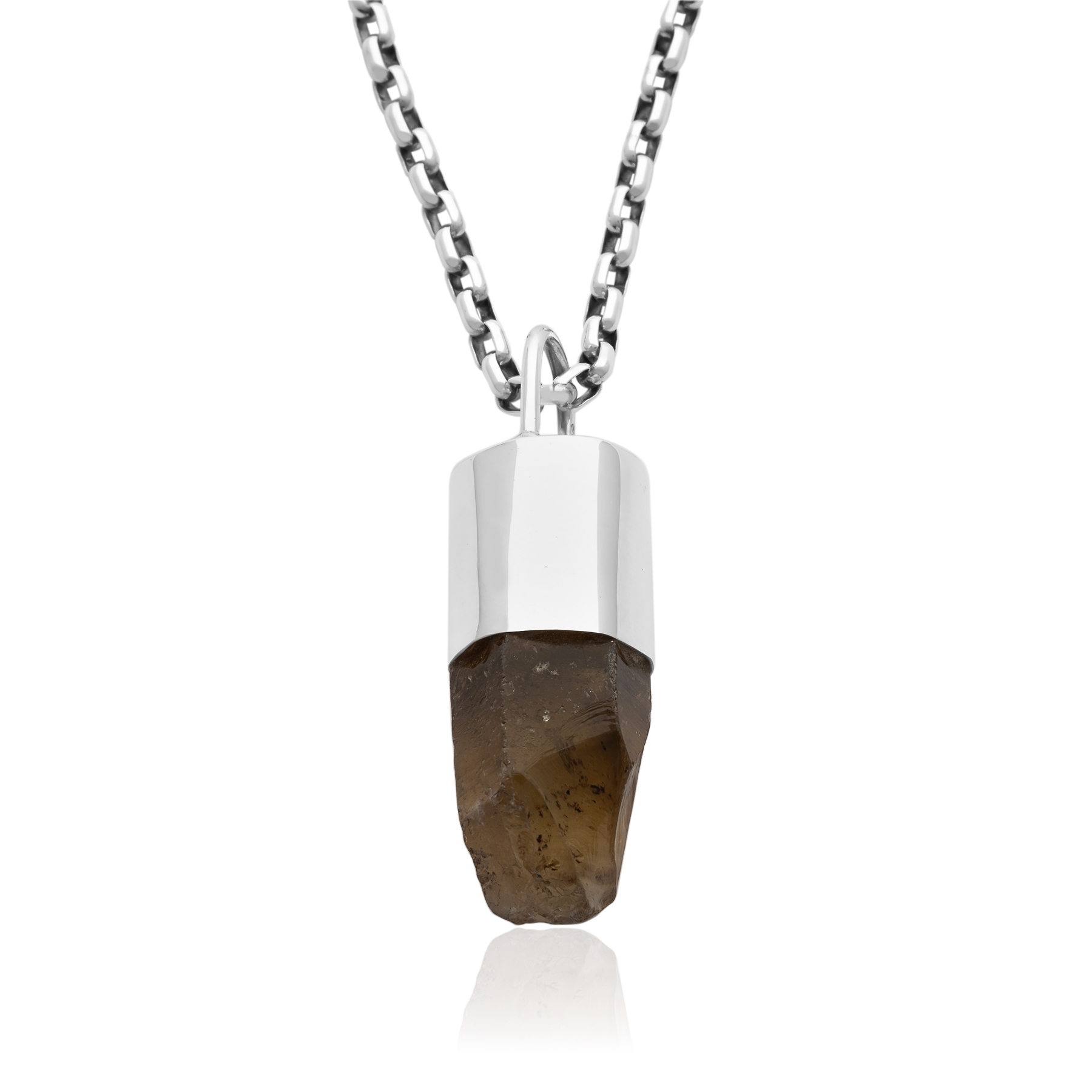 Natural Smoky Quartz Point Necklace - 925 Silver