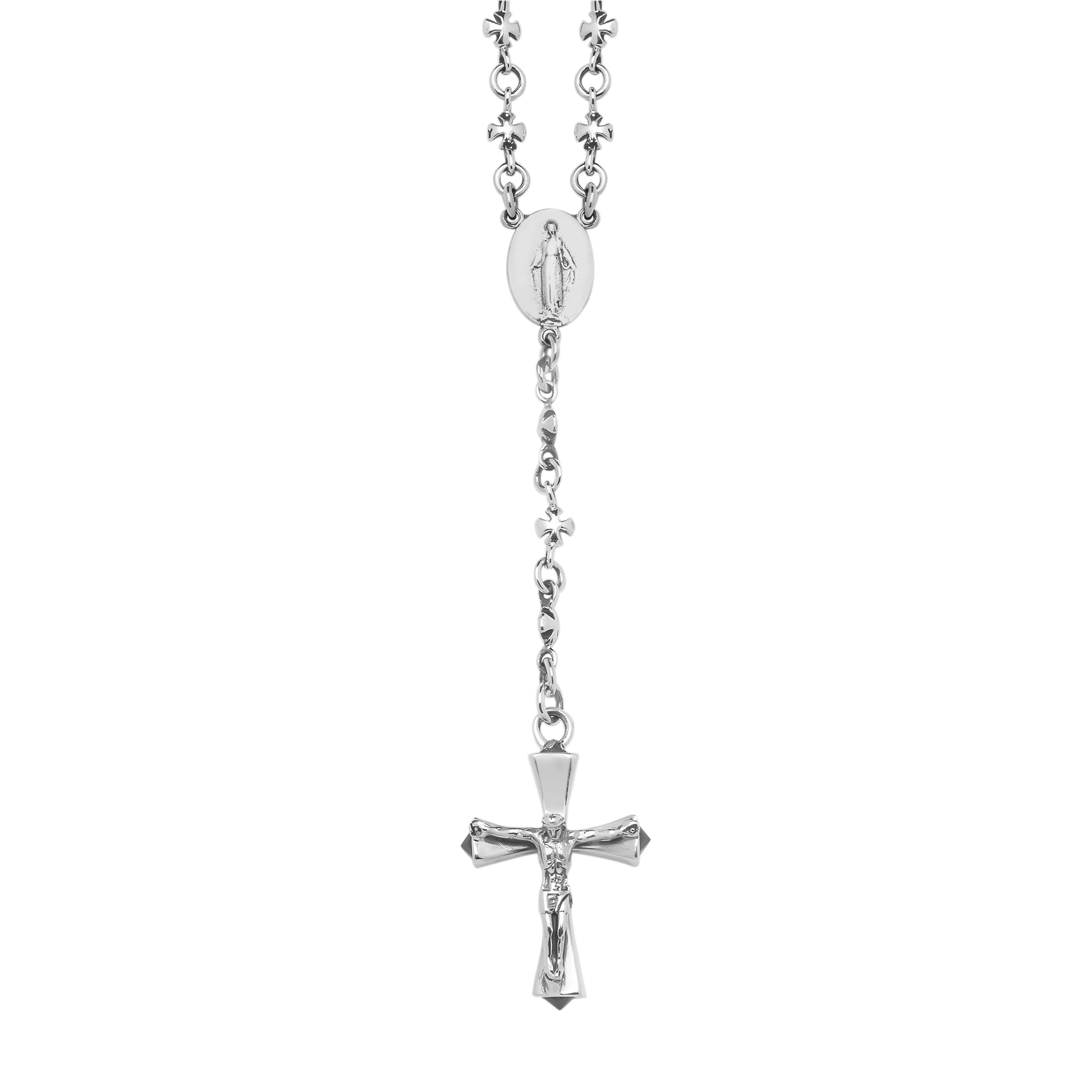 925 Sterling Silver Rosary with Cross Chain and Virgin Medallion - Image 2