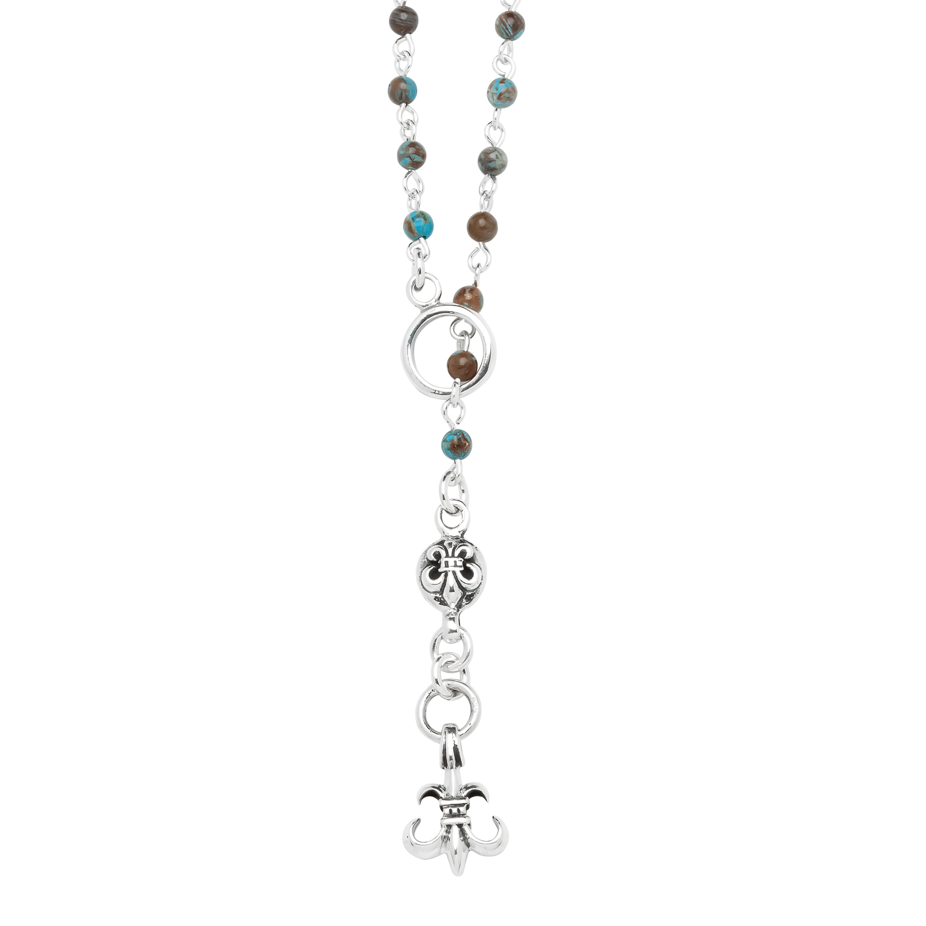 925 Sterling Silver Rosary with Skulls and Natural Turquoise - Image 2