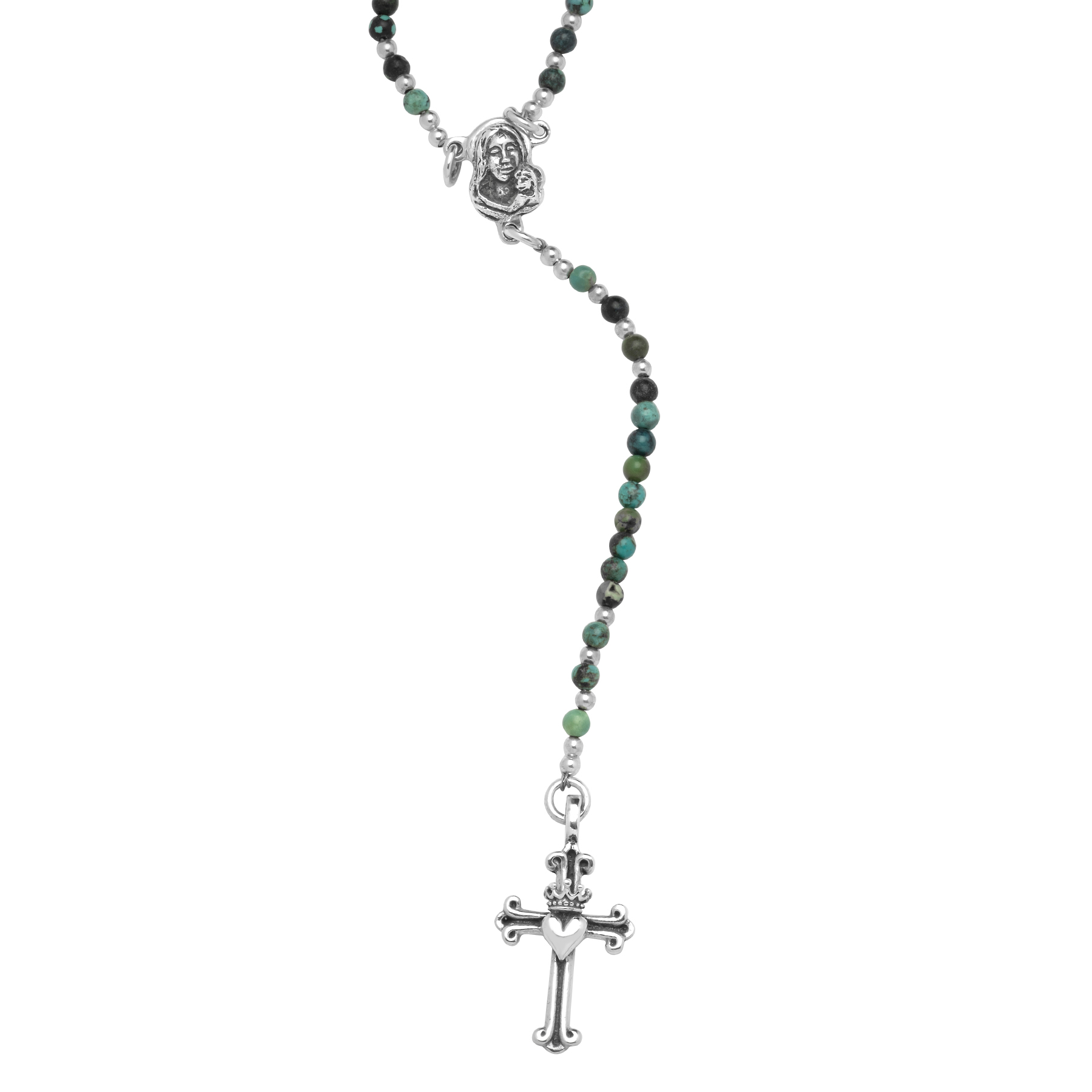 925 Silver Rosary with Turquoise and Ornamental Cross - Image 2