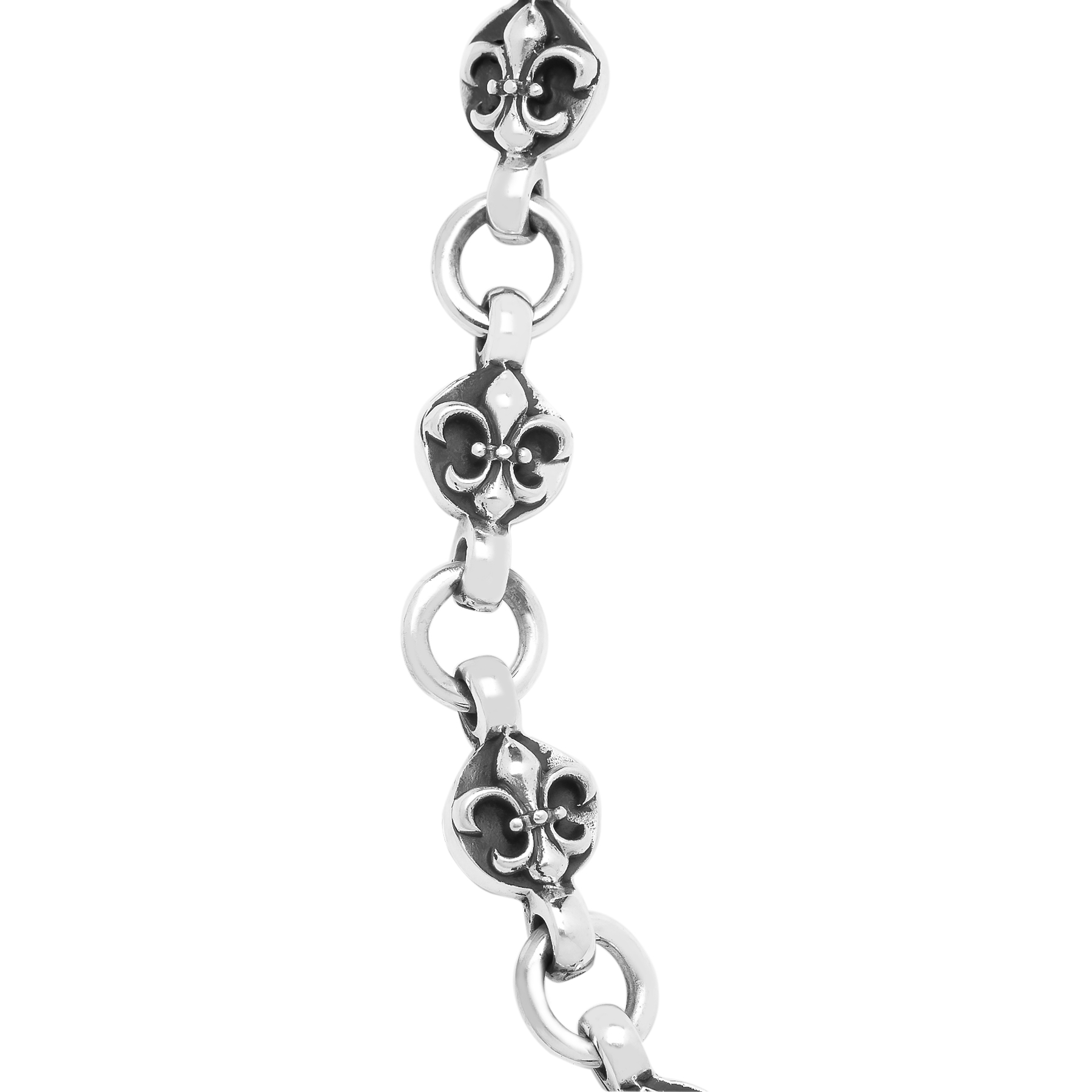 925 Sterling Silver Chain with Fleur-de-Lis Links - Image 2