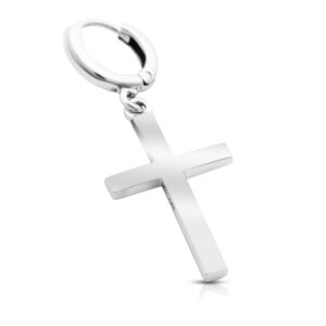 925 Silver Hoop Earring with Plain Cross Pendant