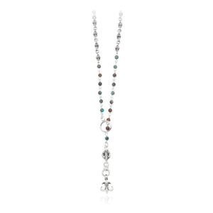 925 Sterling Silver Rosary with Skulls and Natural Turquoise