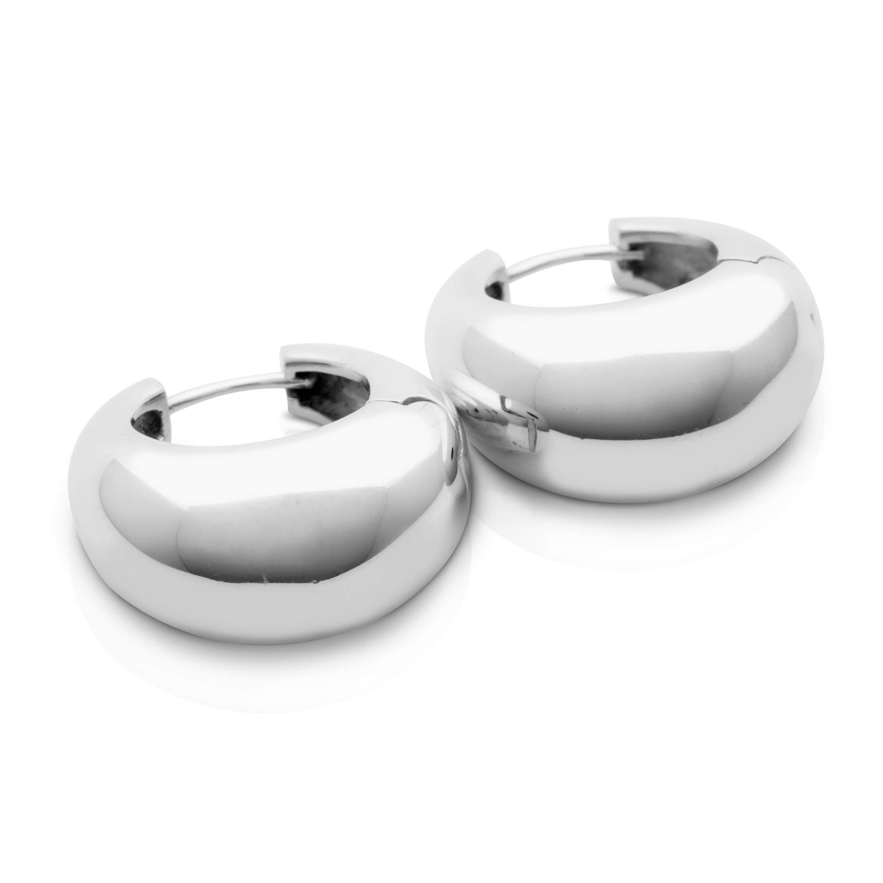 Chunky 925 Silver Hoop Earrings with Polished Finish