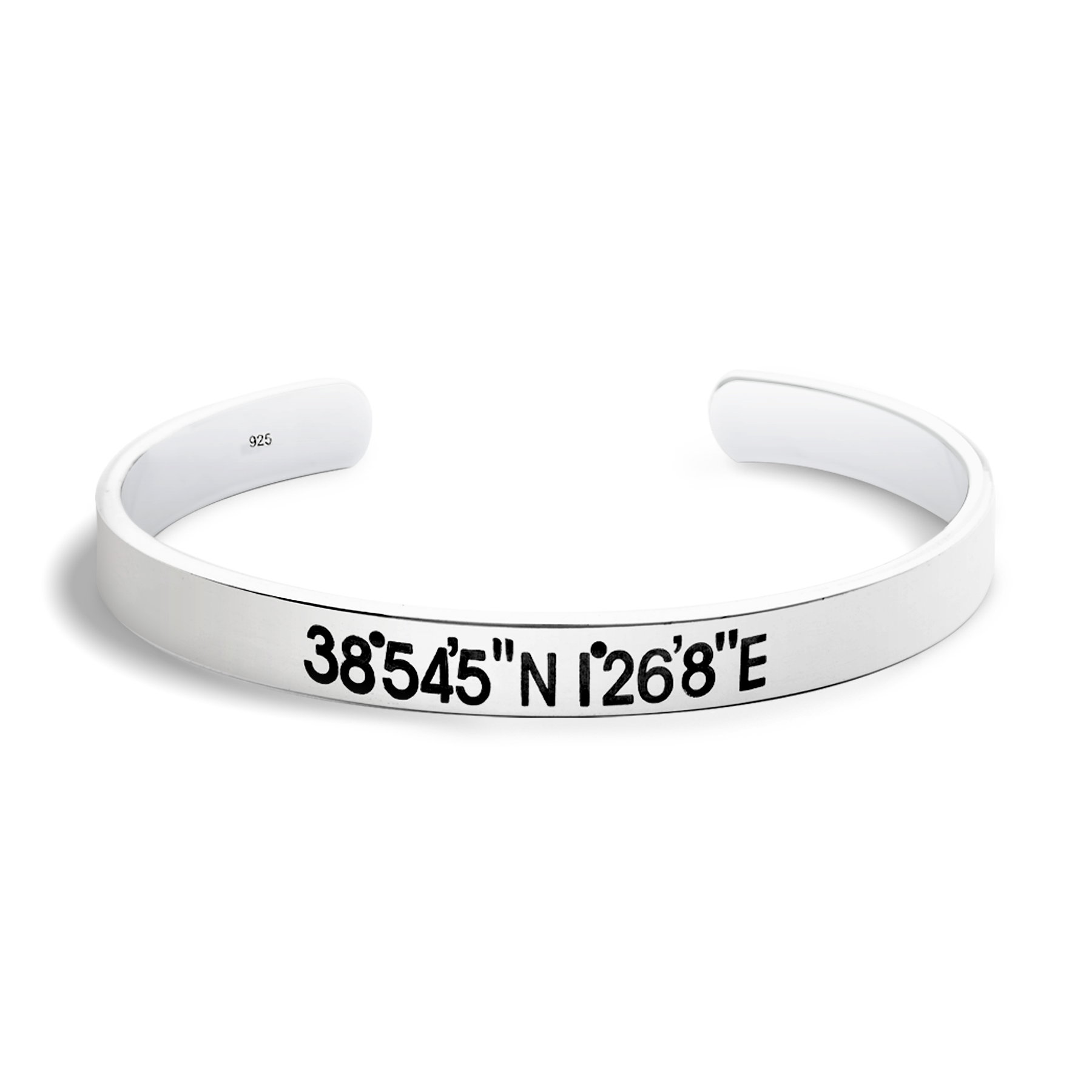 925 Silver Bracelet with Engraved Ibiza Coordinates
