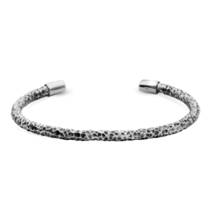 925 Silver Bracelet with Hammered Texture and Polished Ends