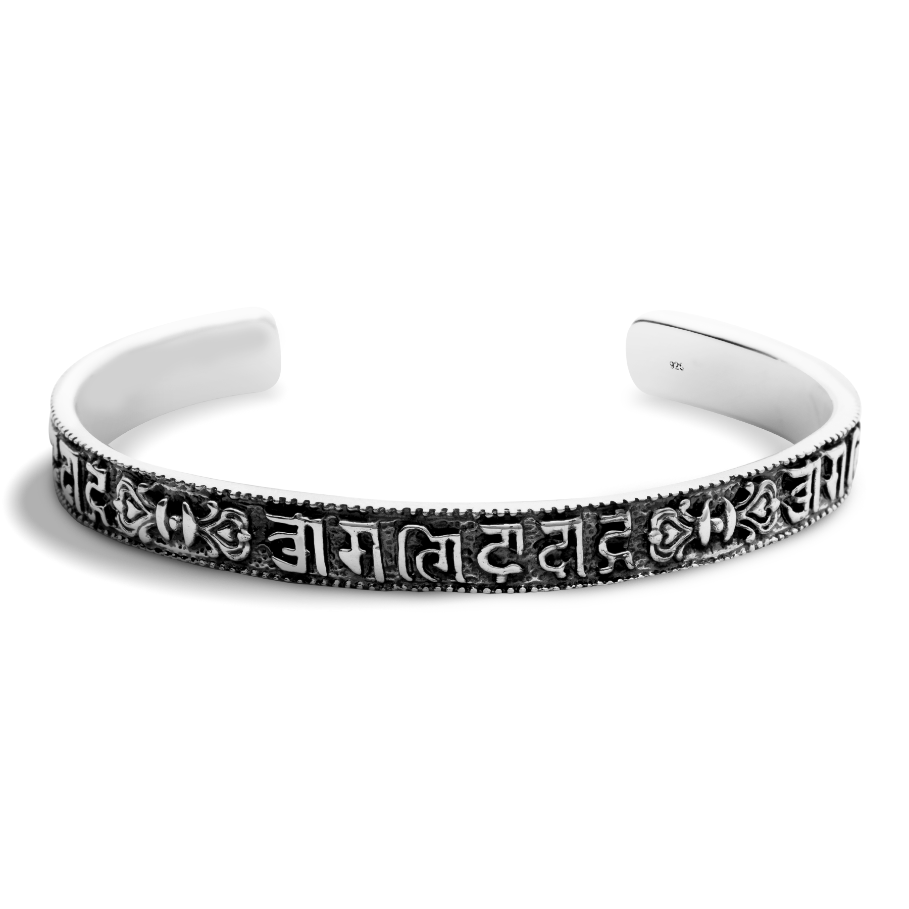 Aged 925 Silver Bracelet with Tibetan Engraving