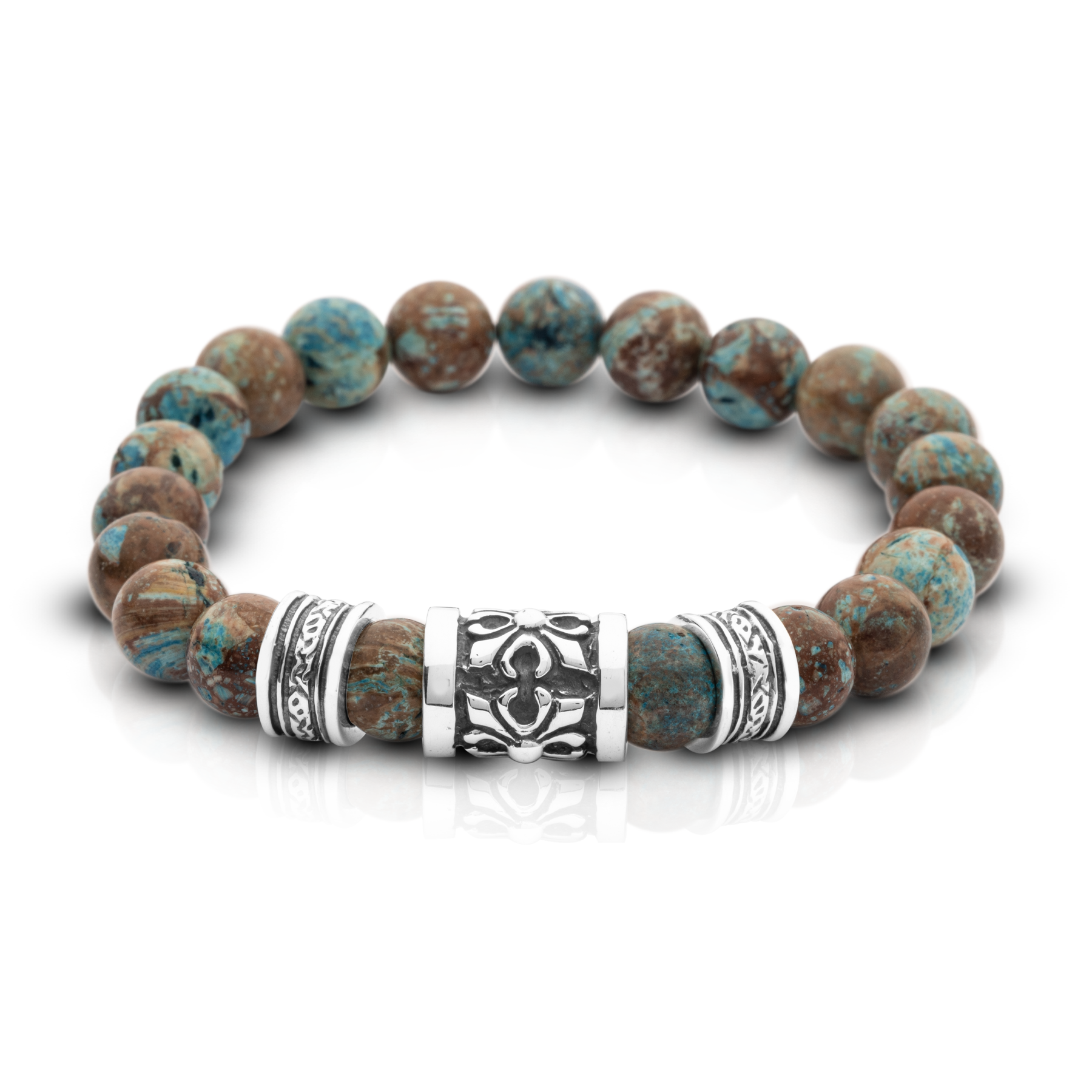 Elastic Chrysocolla Bracelet with 925 Silver Details