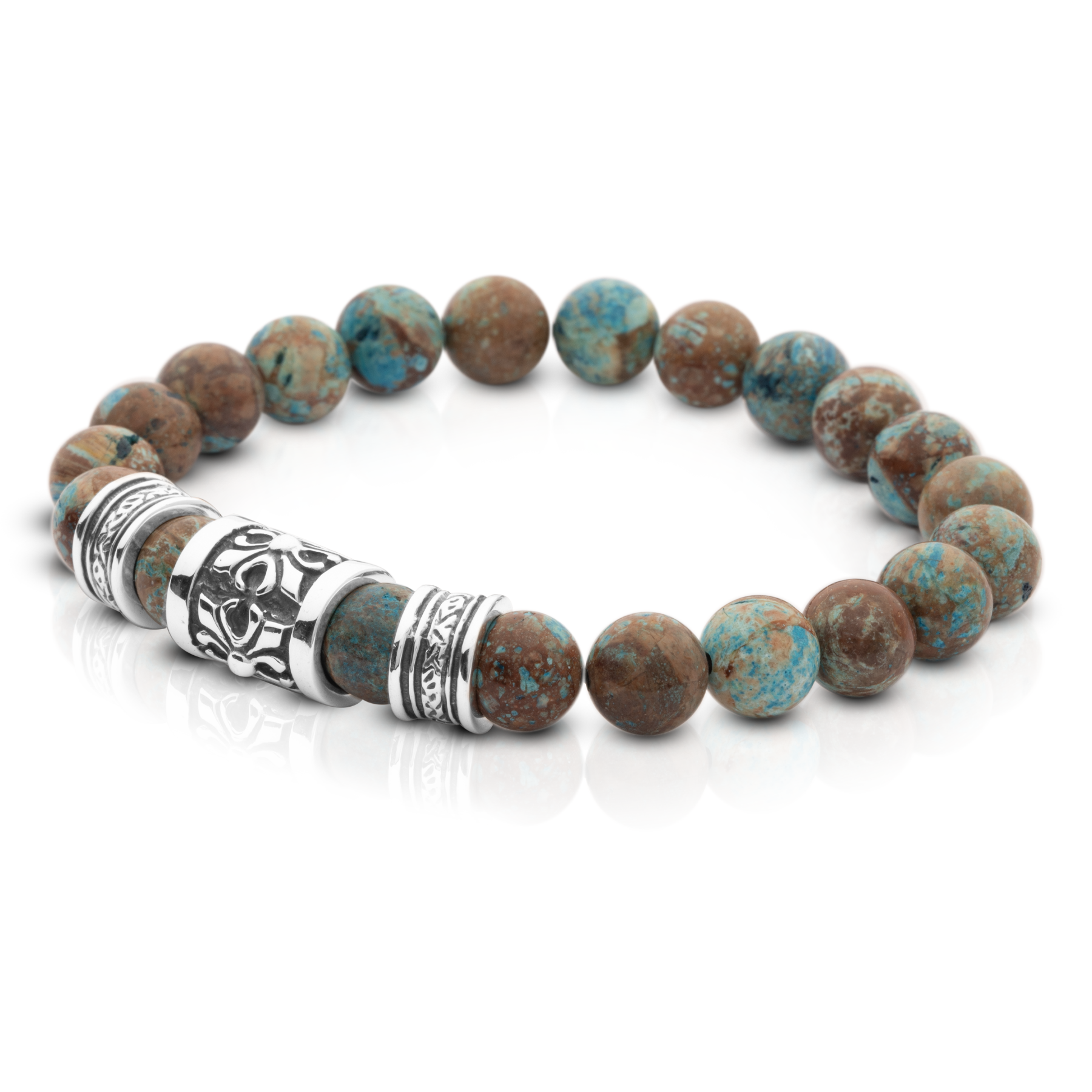 Elastic Chrysocolla Bracelet with 925 Silver Details - Image 2