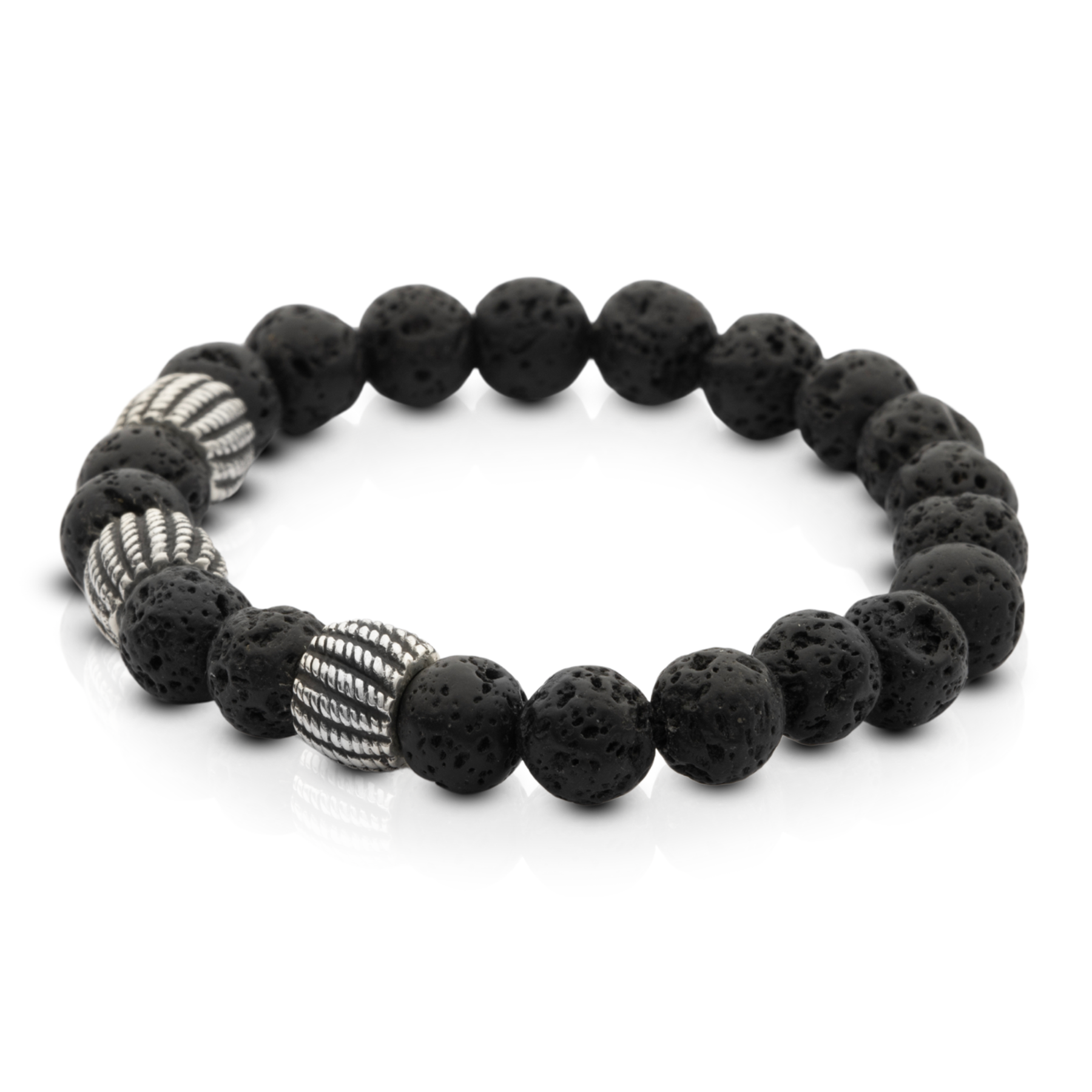 Elastic Lava Stone Bracelet with 925 Silver Details - Image 2