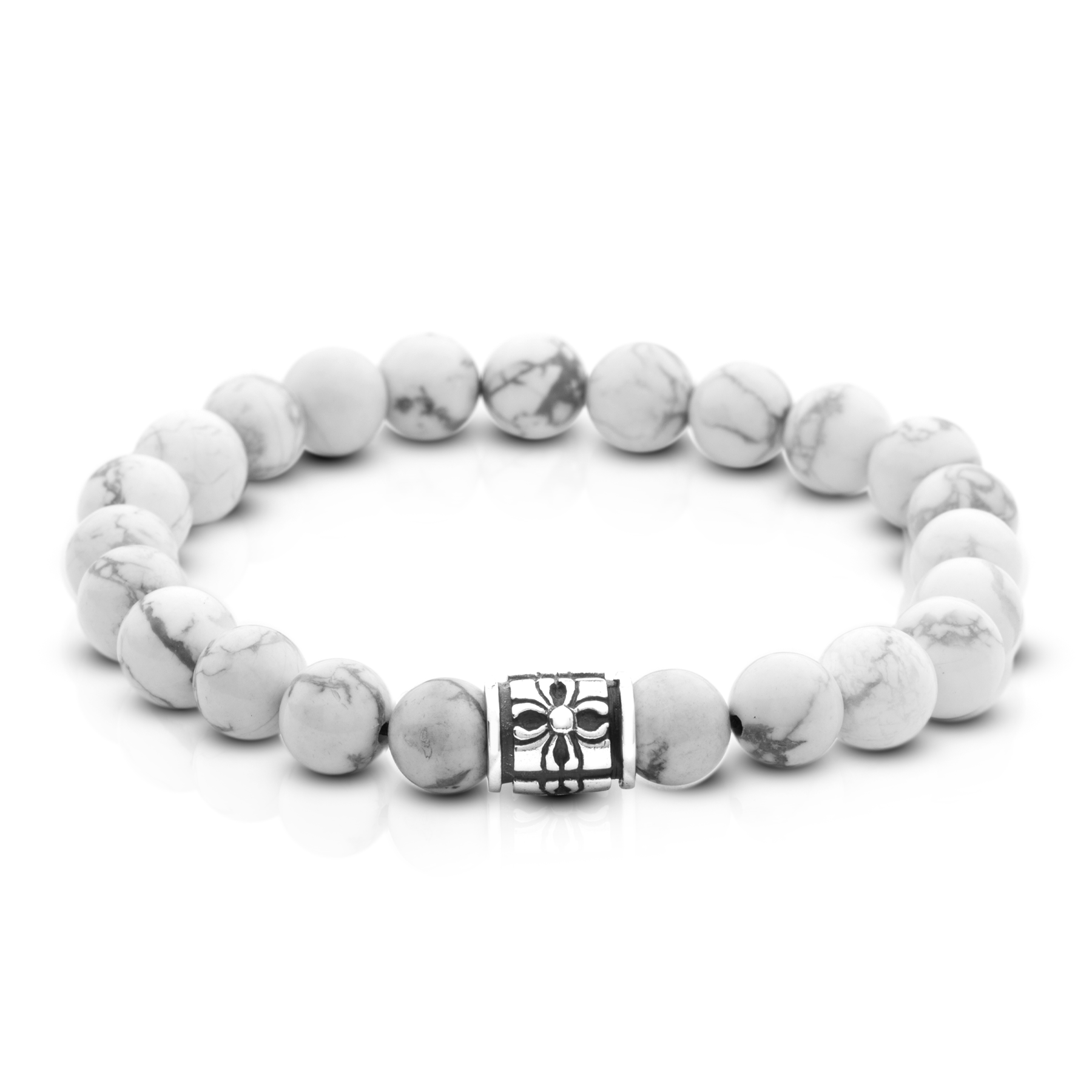 White Howlite Bracelet with 925 Silver Accent