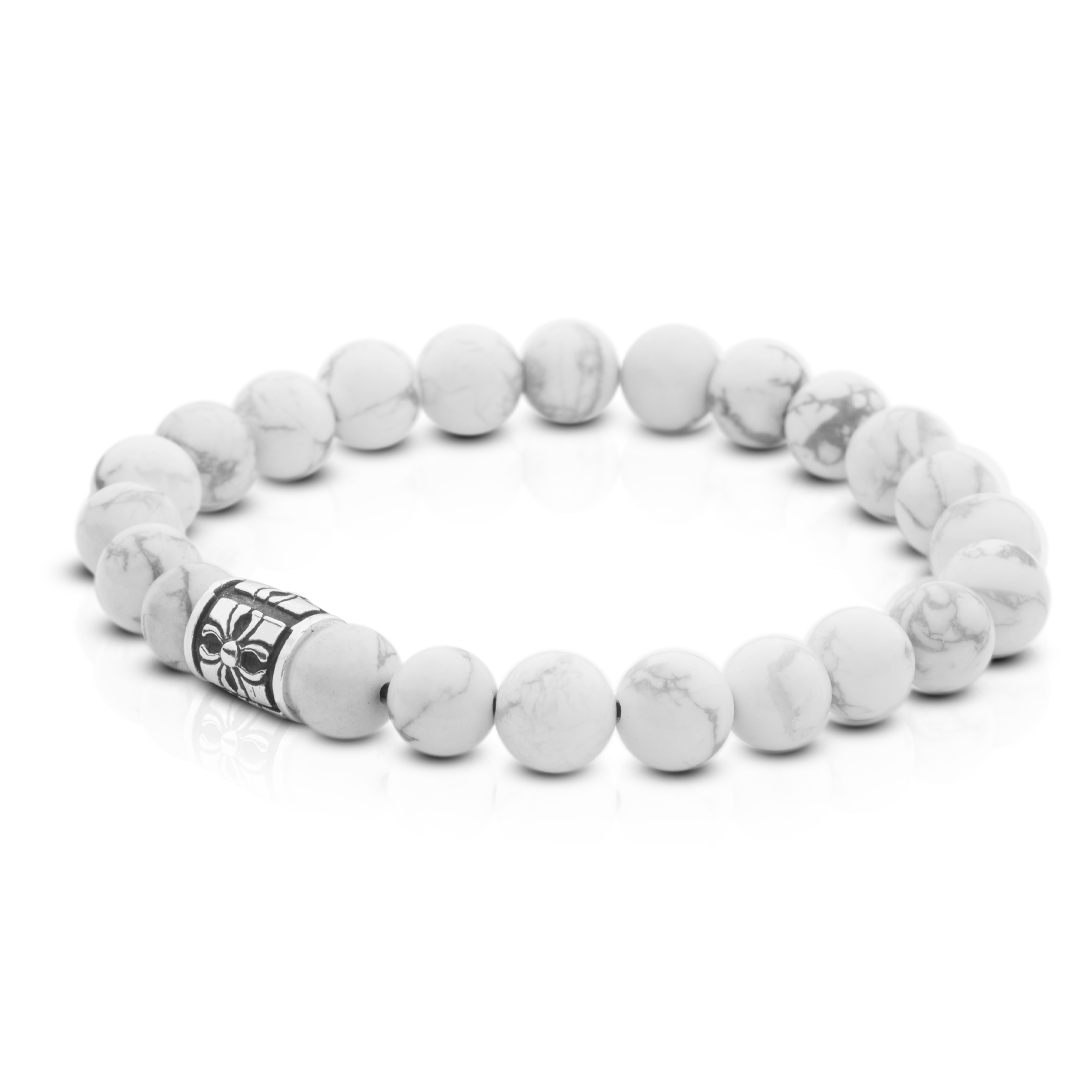 White Howlite Bracelet with 925 Silver Accent - Image 2