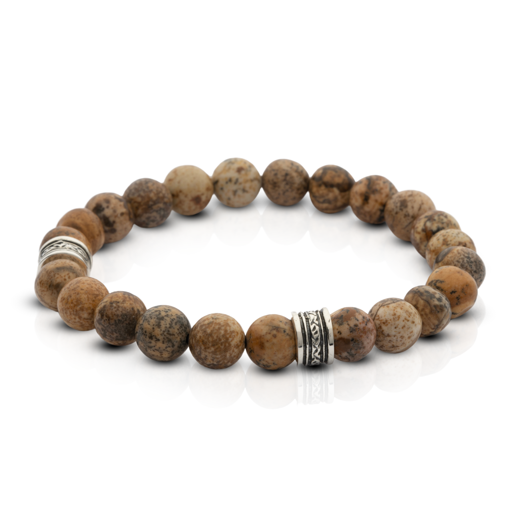Brown Jasper Bracelet with 925 Silver Accents - Image 2
