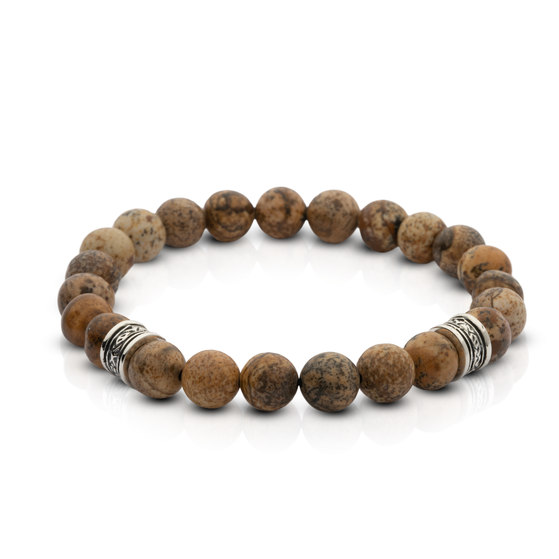 Brown Jasper Bracelet with 925 Silver Accents