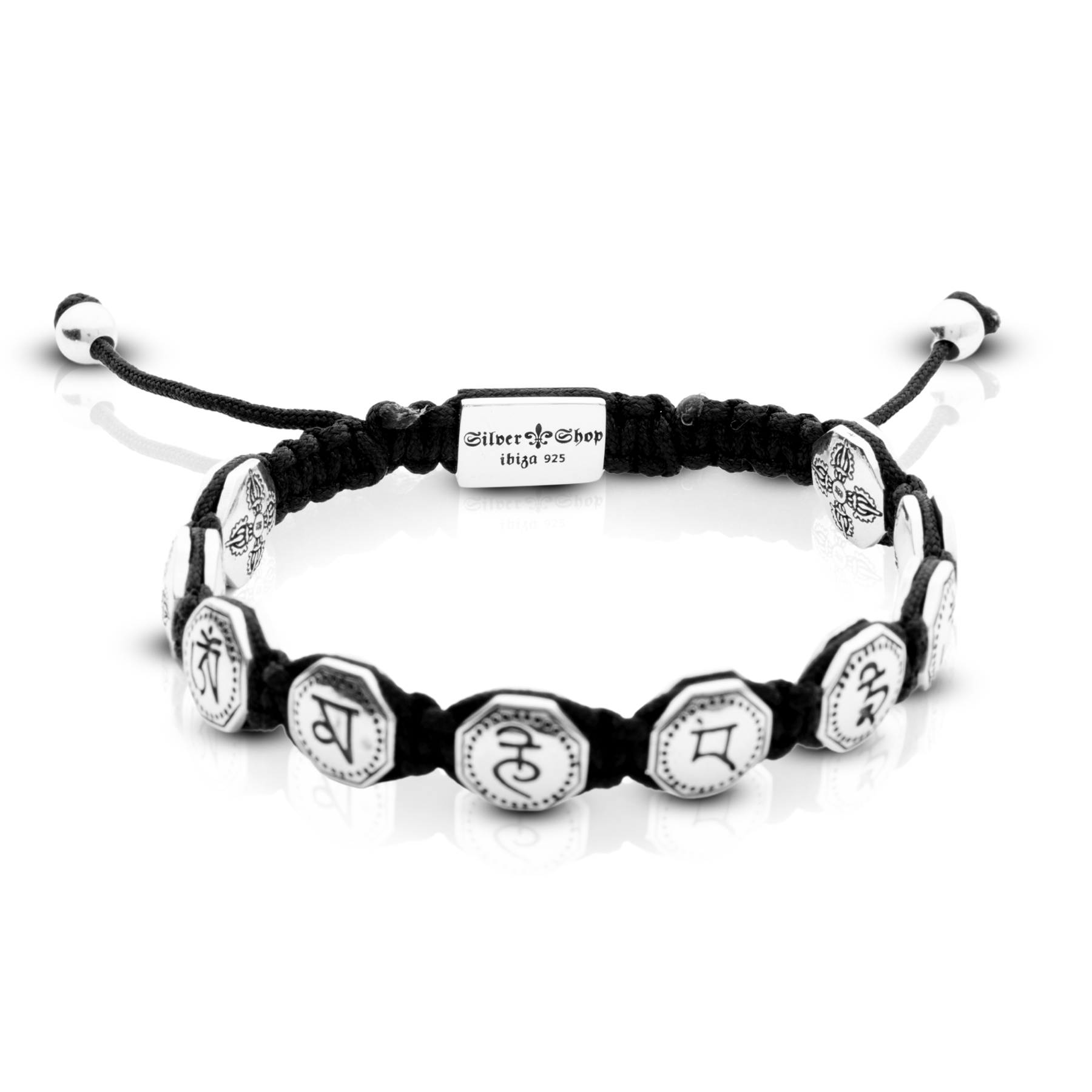 Pulsera tibetana en negro con Plata 925